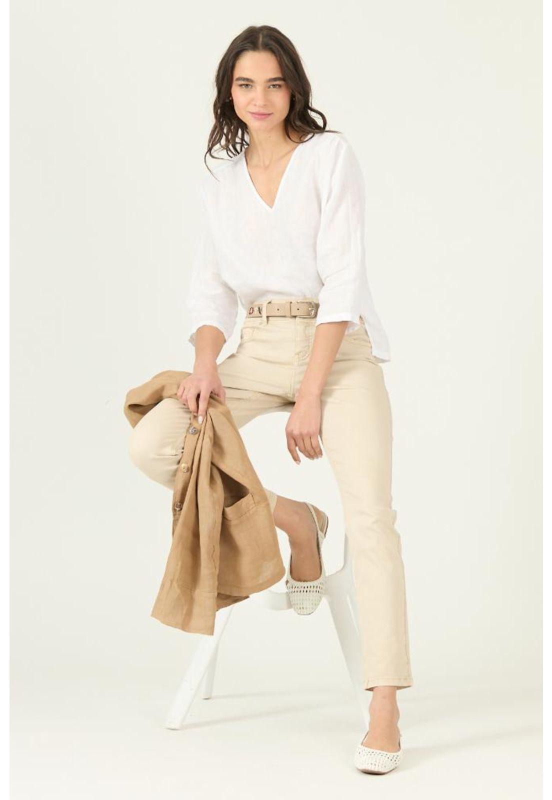 Blusa de lino blanca PRIVILEGE 2918-0