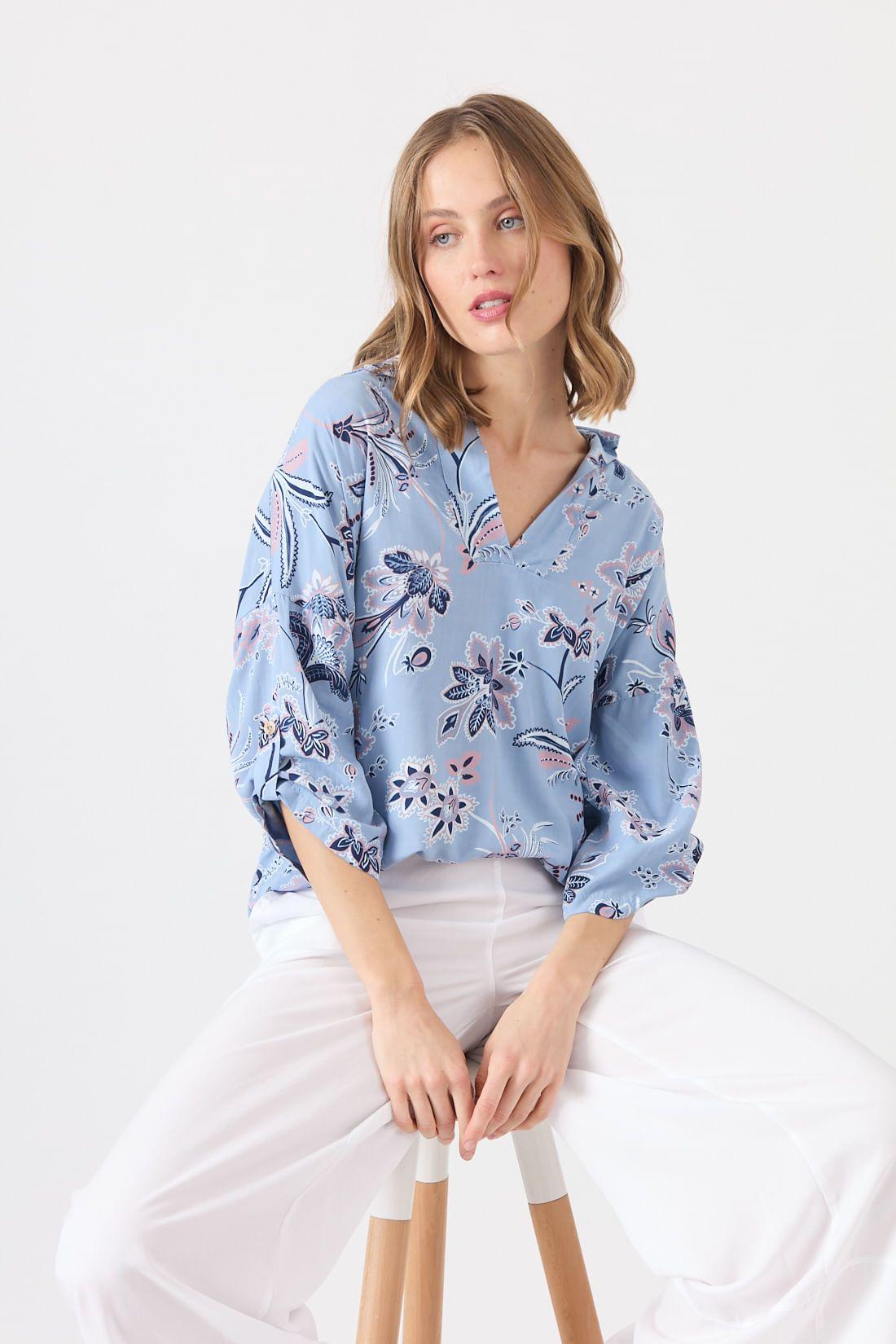 Blusa denim estampada 1205-0