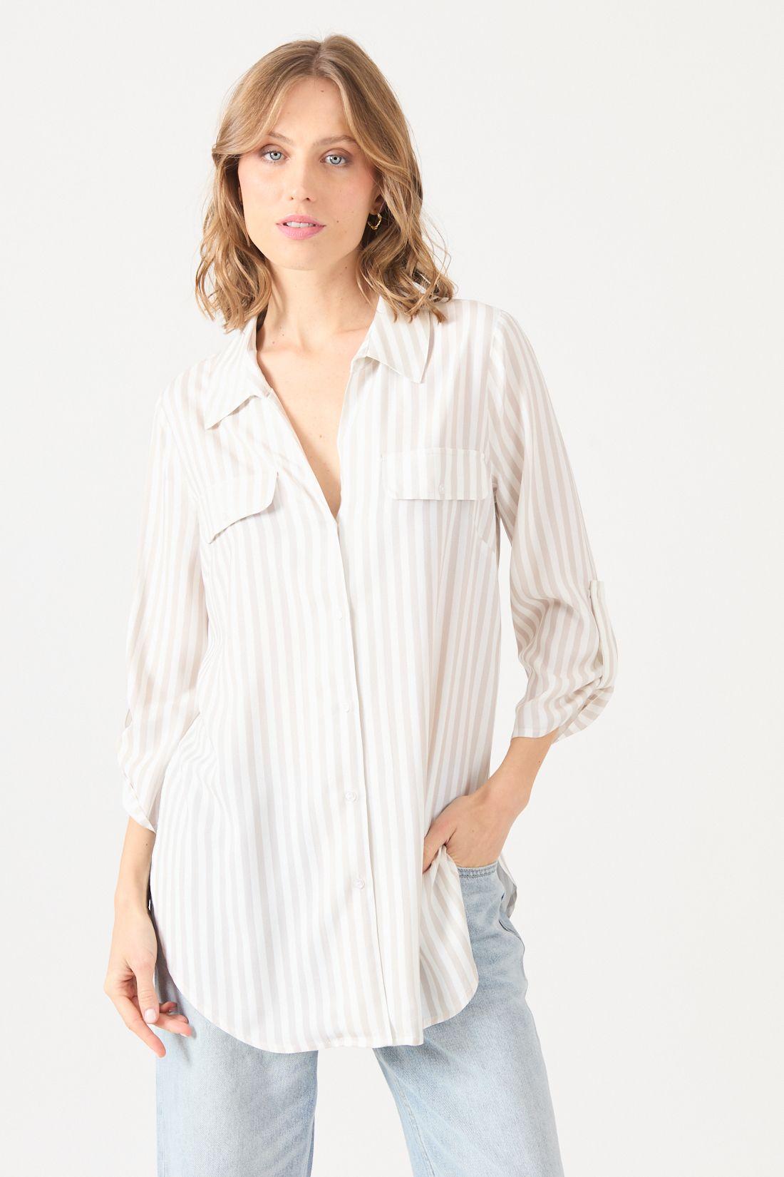 Blusa Con Rayas Beige Cod 4520836-2