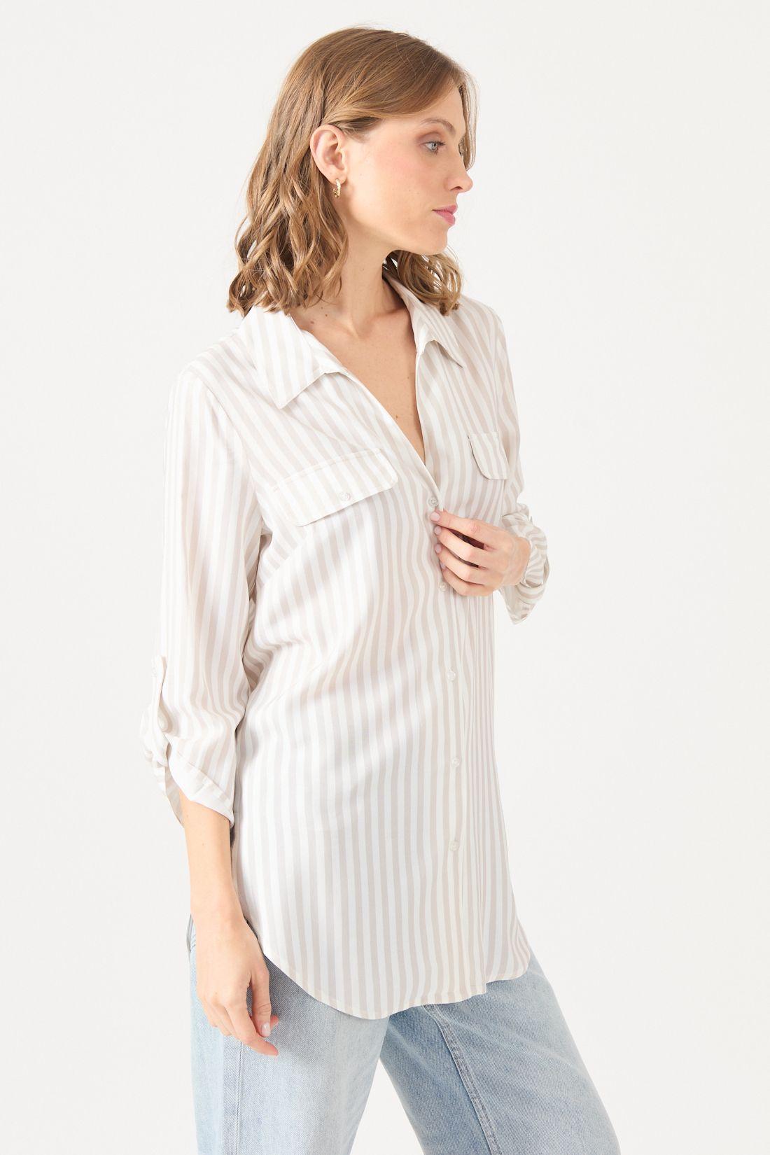 Blusa Con Rayas Beige Cod 4520836-3
