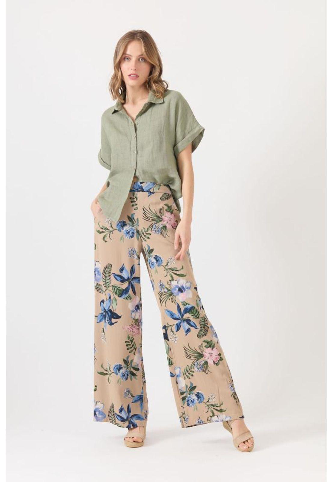 Pantalon wide leg tabaco estampado PRIVILEGE 1486-0