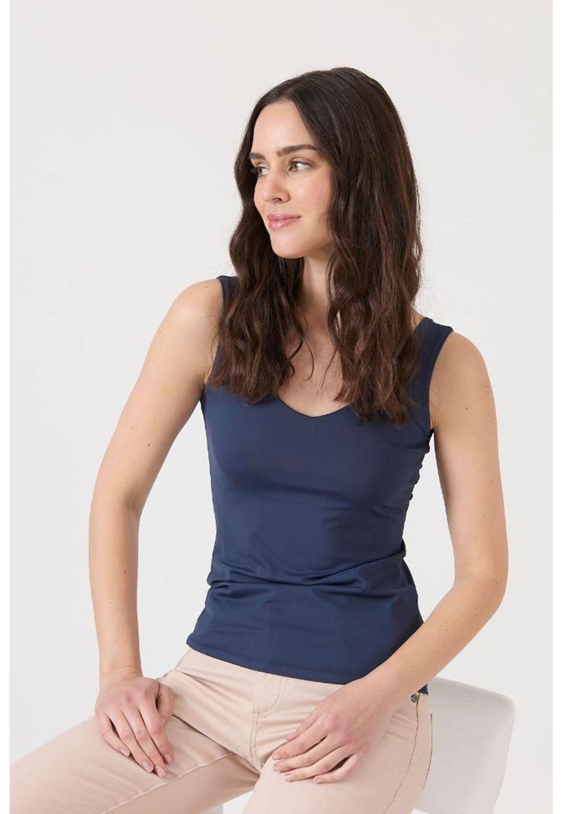 Polera poliamida azul marino sin mangas PRIVILEGE-1