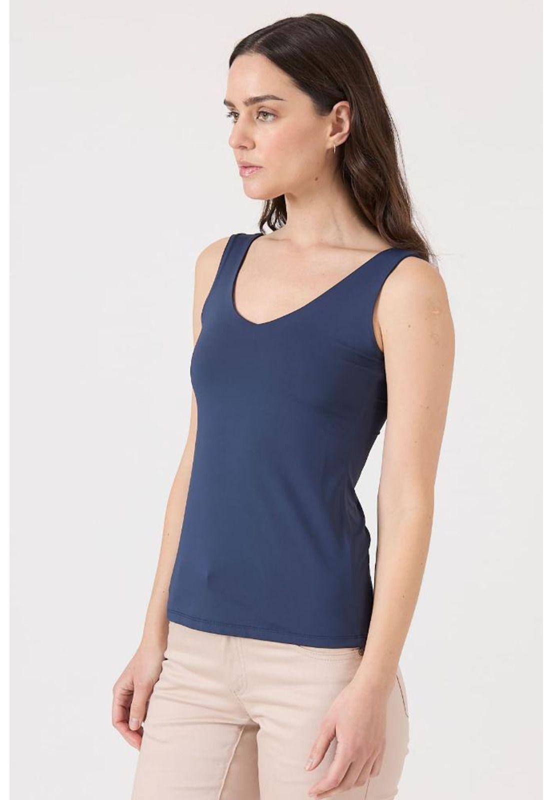 Polera poliamida azul marino sin mangas PRIVILEGE-2