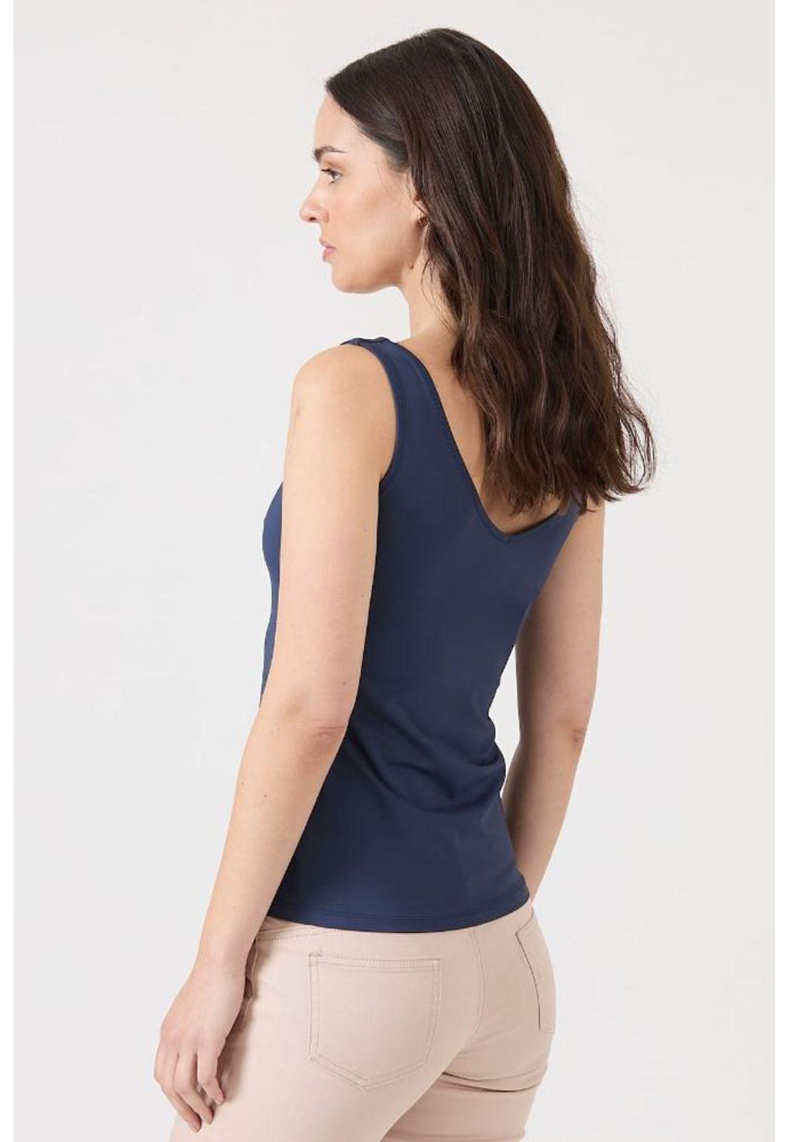 Polera poliamida azul marino sin mangas PRIVILEGE-3