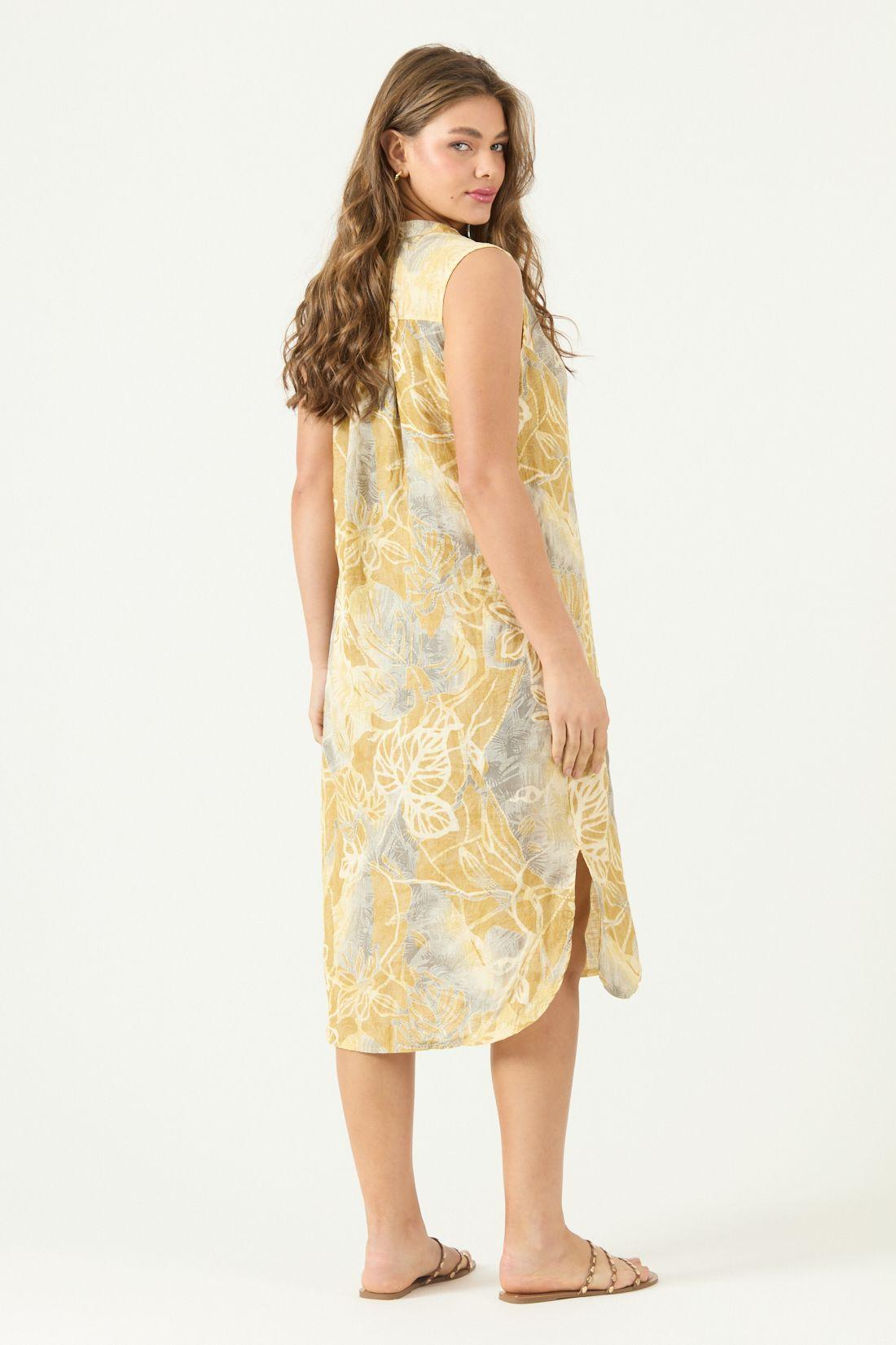 Vestido De Lino Estampado Maiz Cod 4005765-4