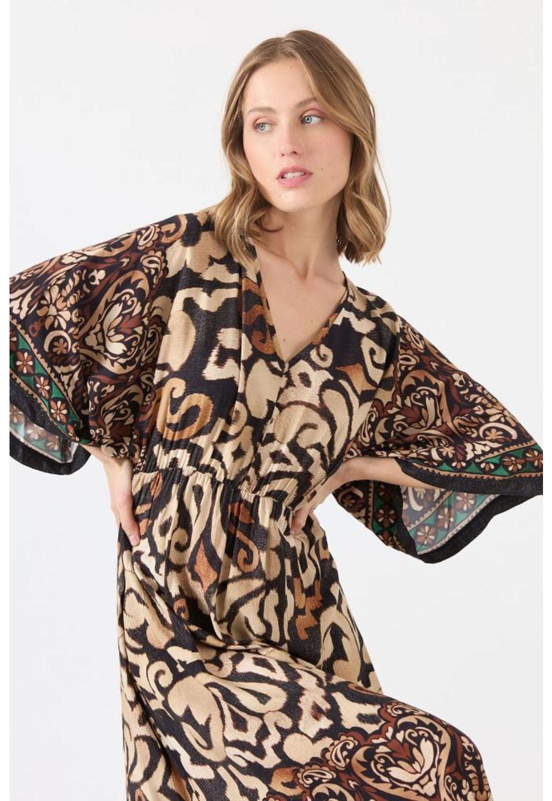 Vestido cafe estampado PRIVILEGE 1154-0
