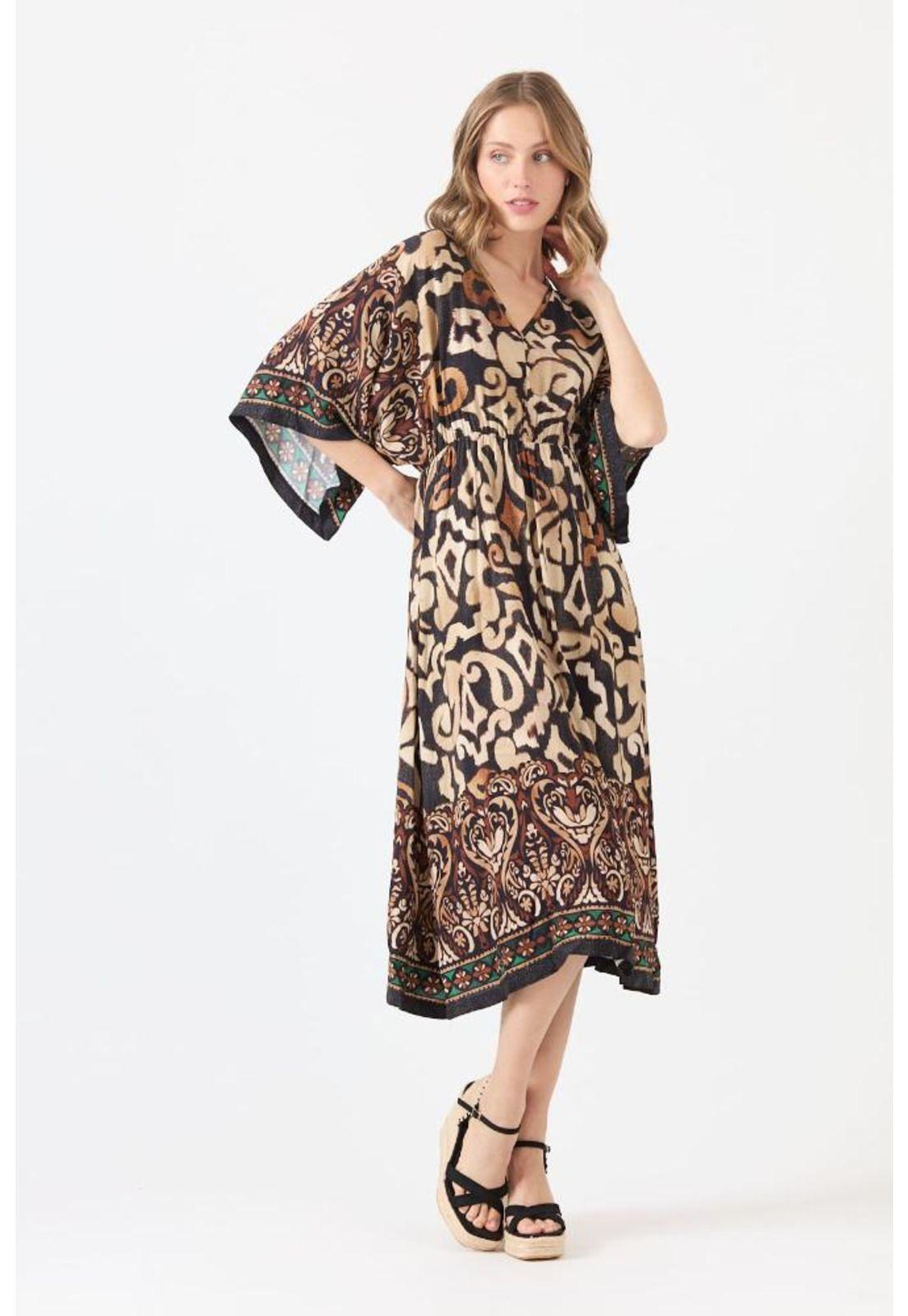 Vestido cafe estampado PRIVILEGE 1154-2