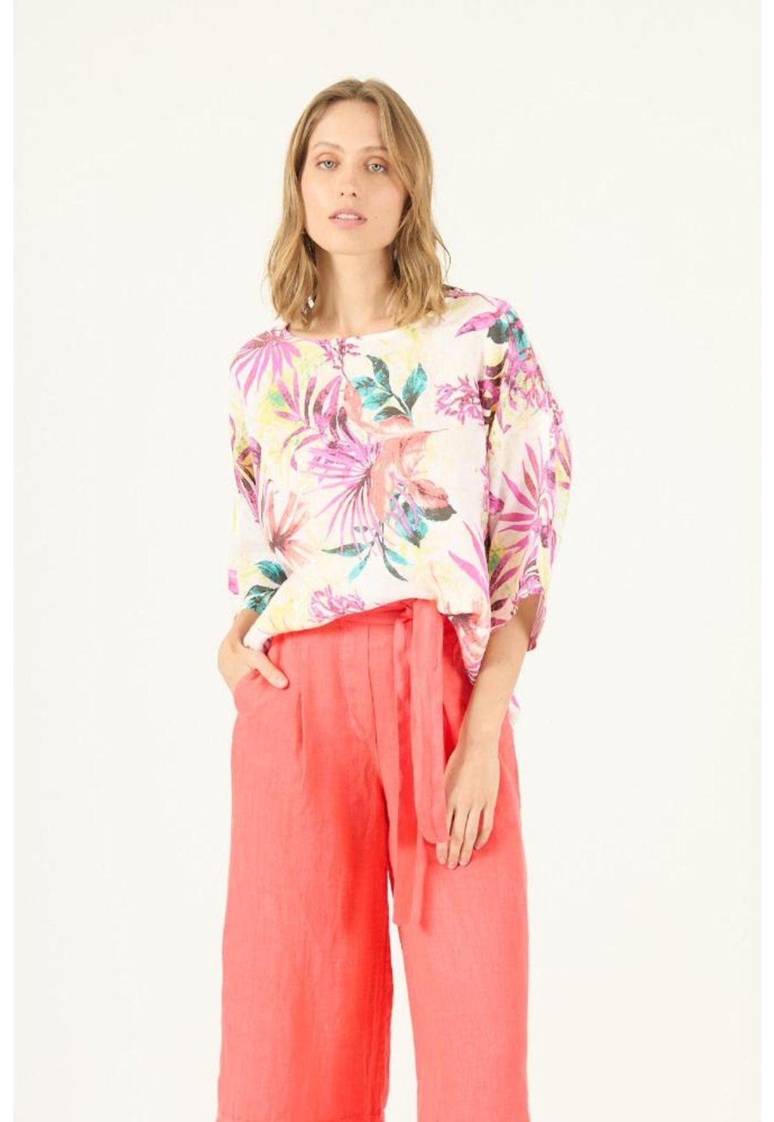 Blusa de lino multicolor estampada PRIVILEGE 1645-0
