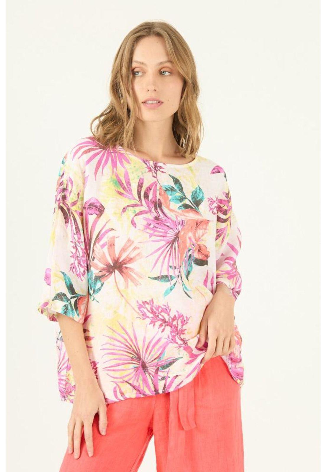 Blusa de lino multicolor estampada PRIVILEGE 1645-1