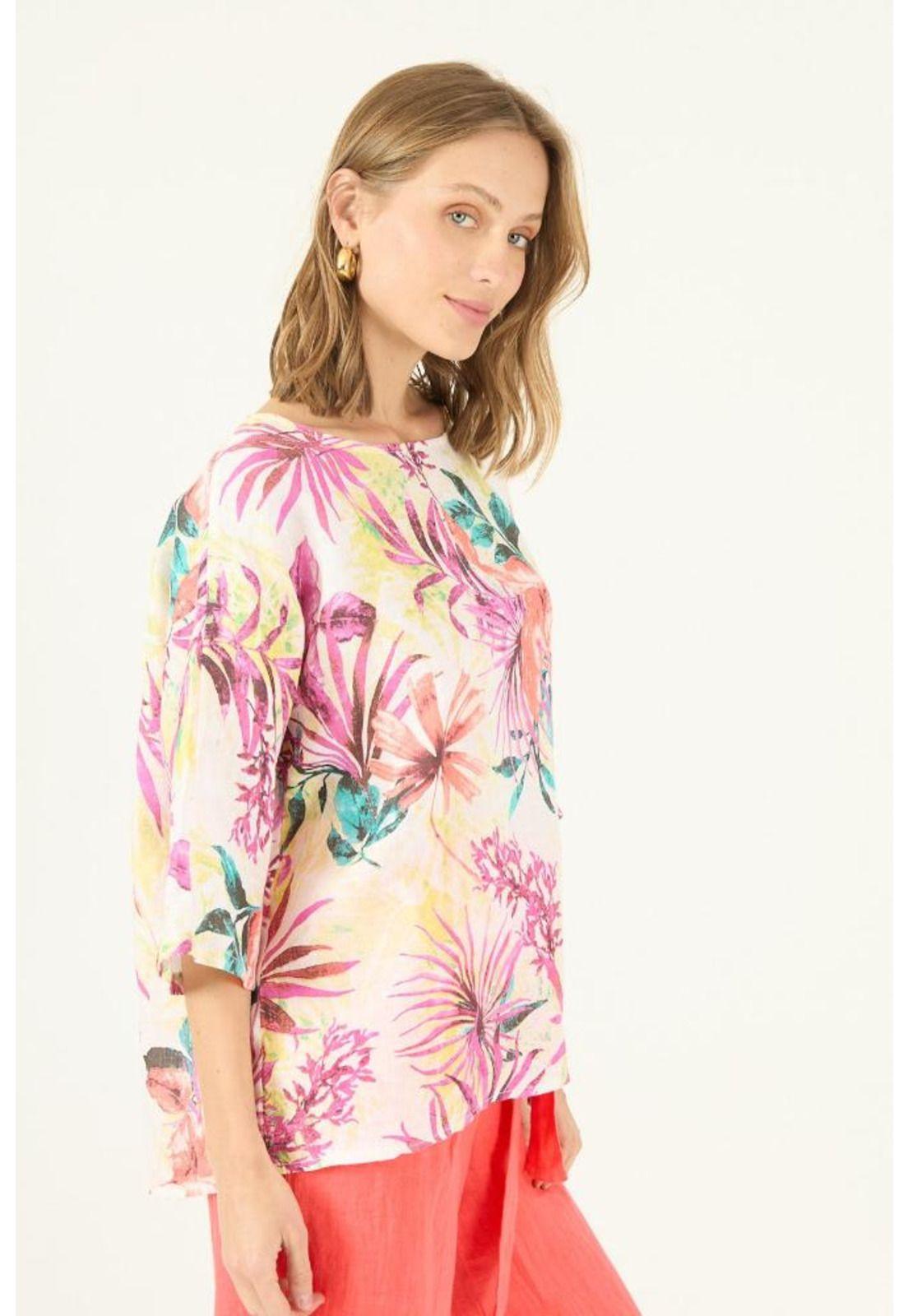 Blusa de lino multicolor estampada PRIVILEGE 1645-2