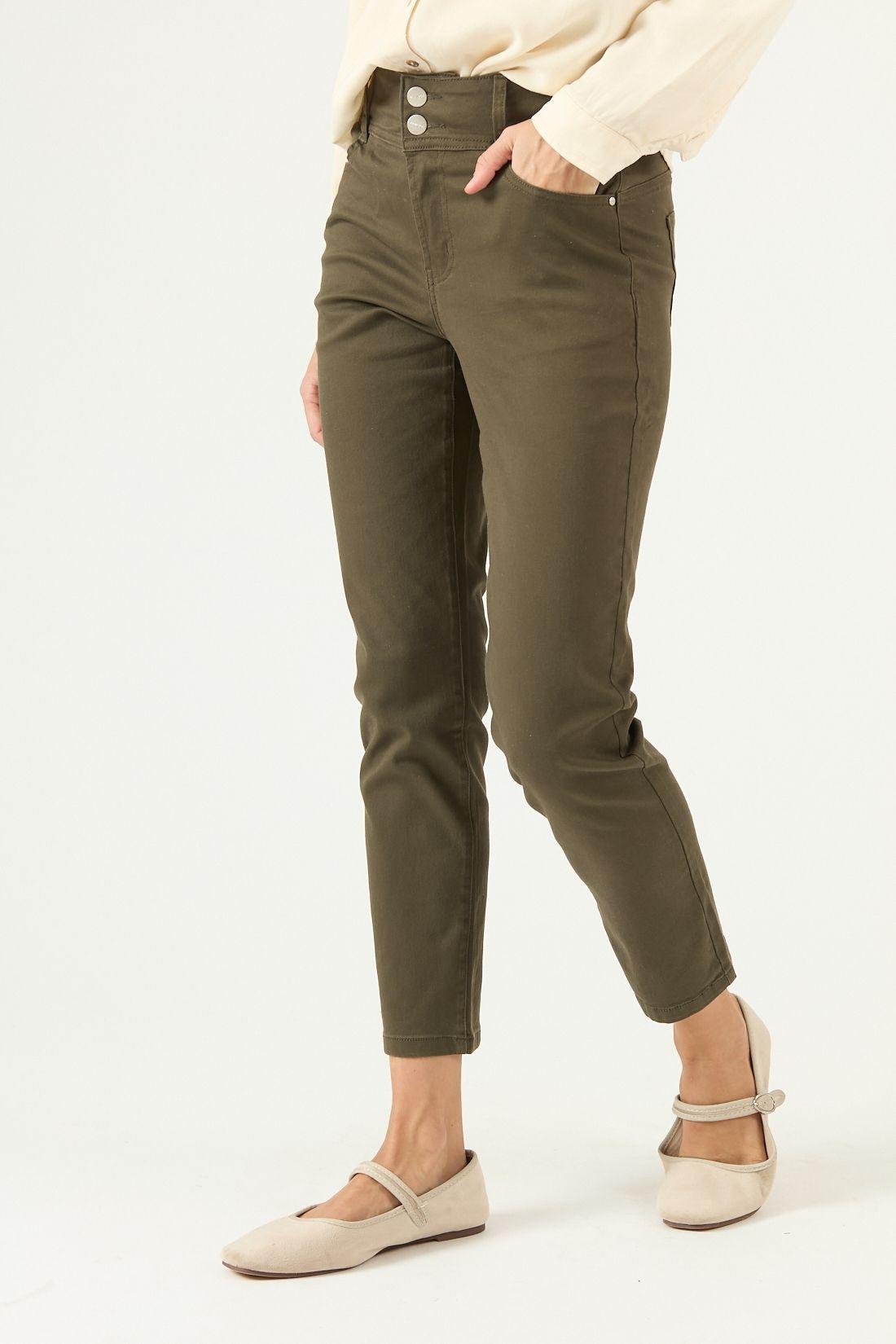 Pantalon Skinny Verde Militar Cod 0200045-2