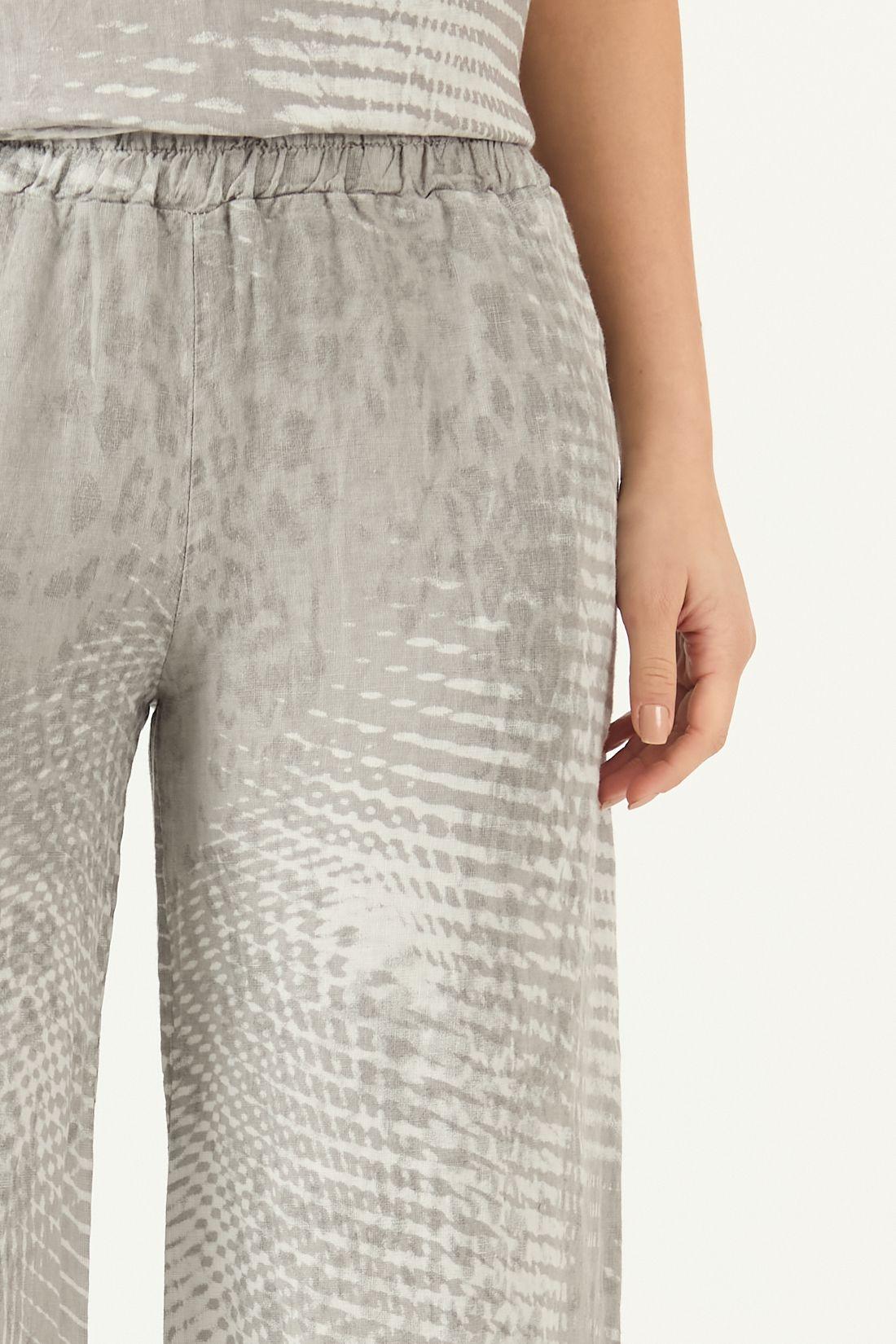 Pantalon De Lino Straight Estampado Gris Cod 2013855-1