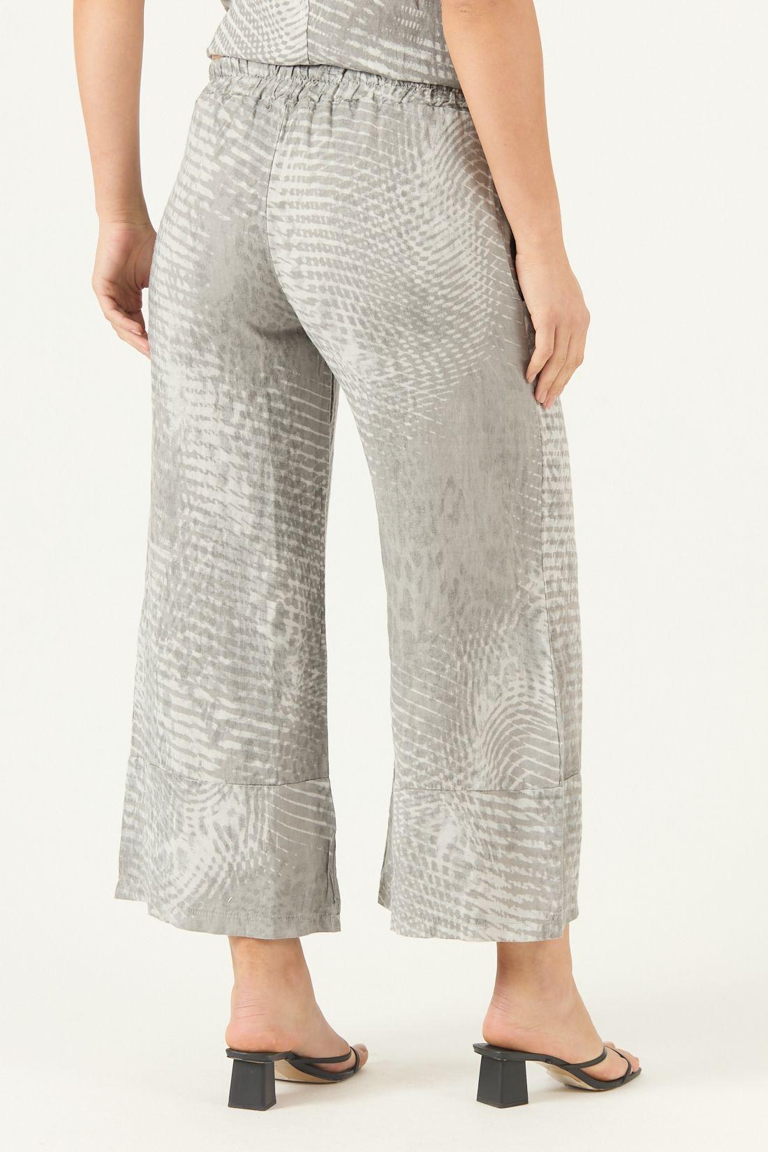 Pantalon De Lino Straight Estampado Gris Cod 2013855-3