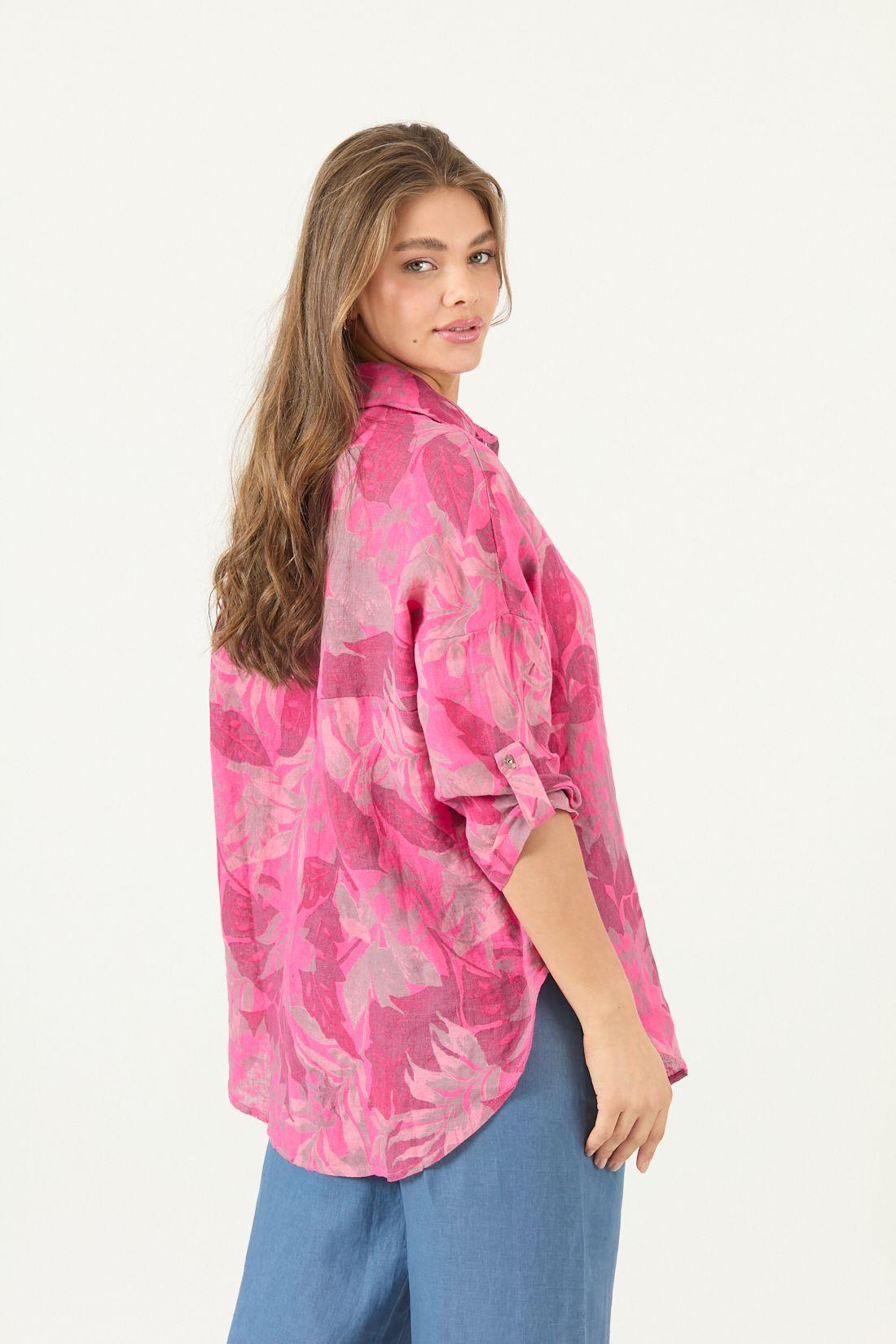 Blusa De Lino Estampada Fucsia Cod 4517975-4