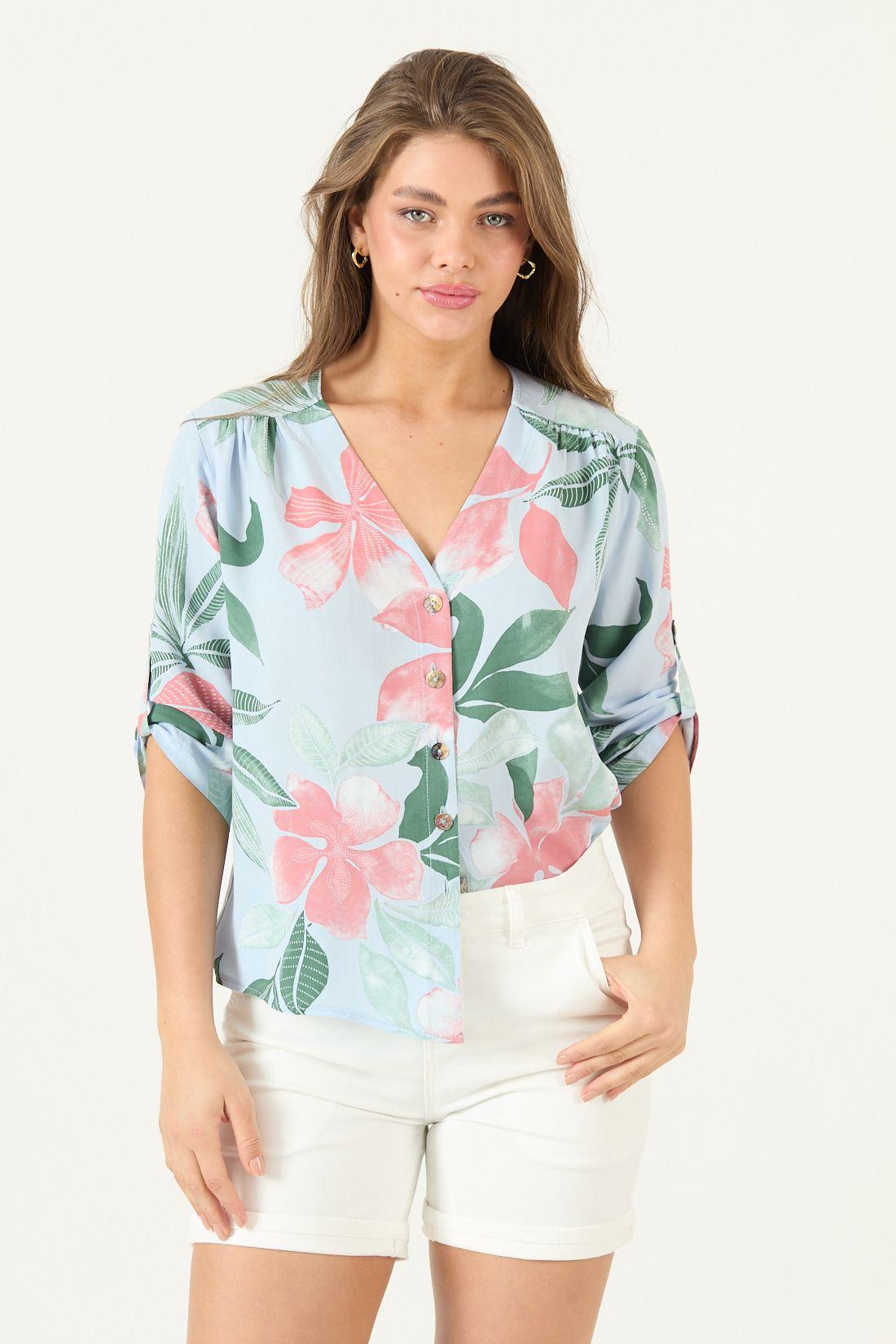 Blusa Estampada Celeste Cod 4517705-0