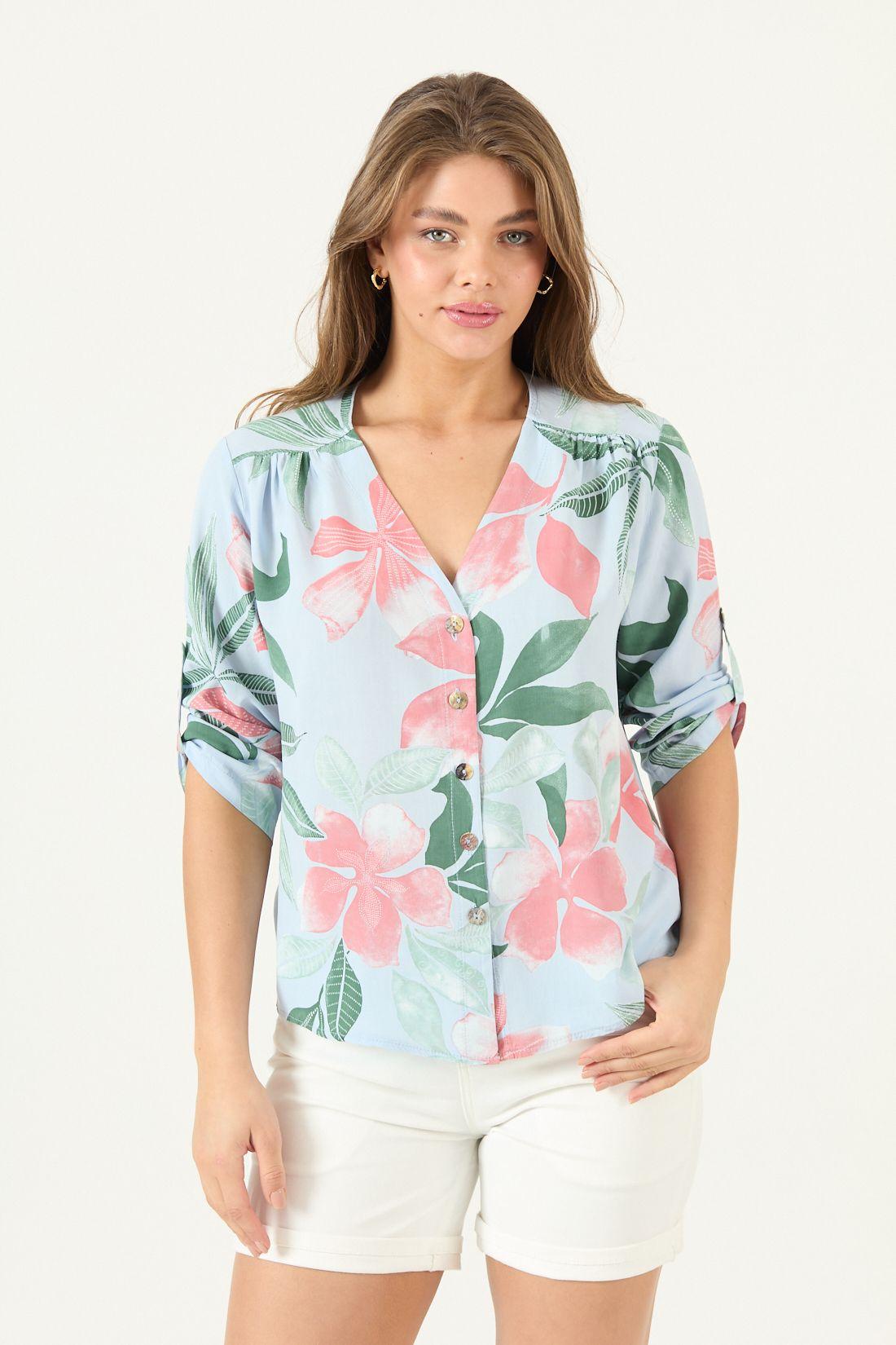 Blusa Estampada Celeste Cod 4517705-2