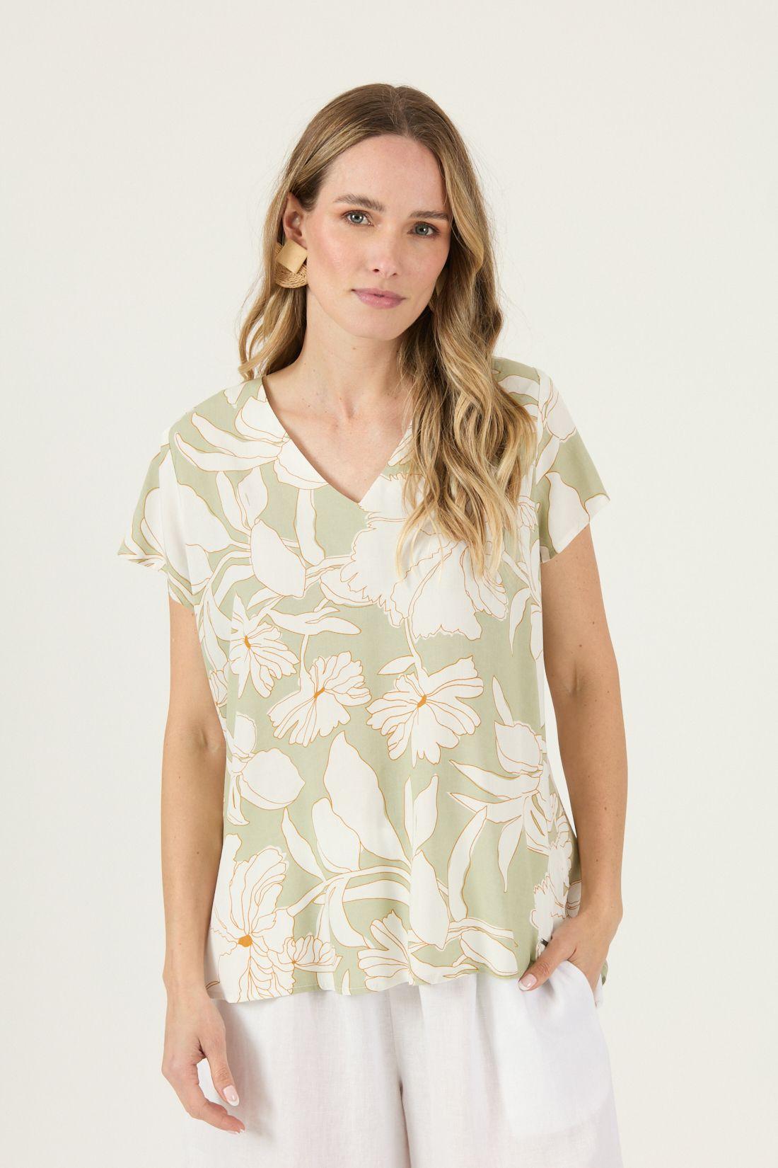 Blusa Estampada Verde Claro Cod 4516665-1