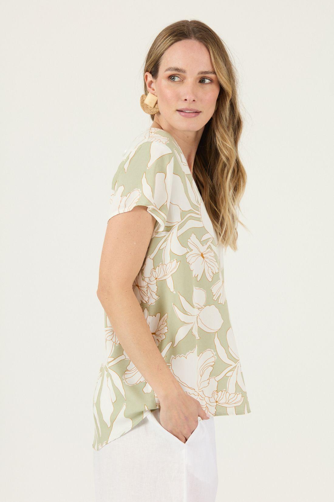 Blusa Estampada Verde Claro Cod 4516665-2