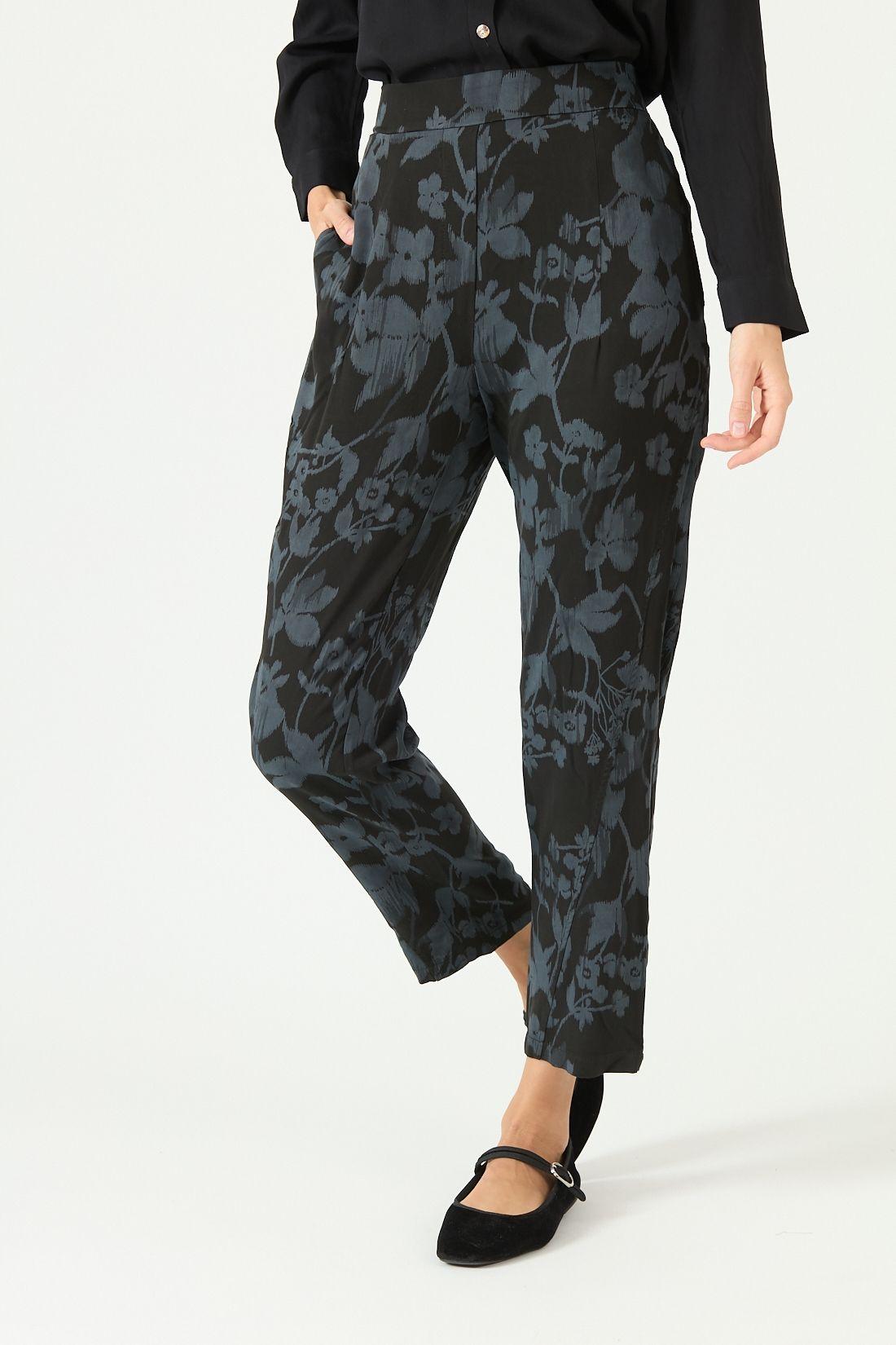 Pantalon De Lyocell Straight Negro Estampado Cod 2011835-2
