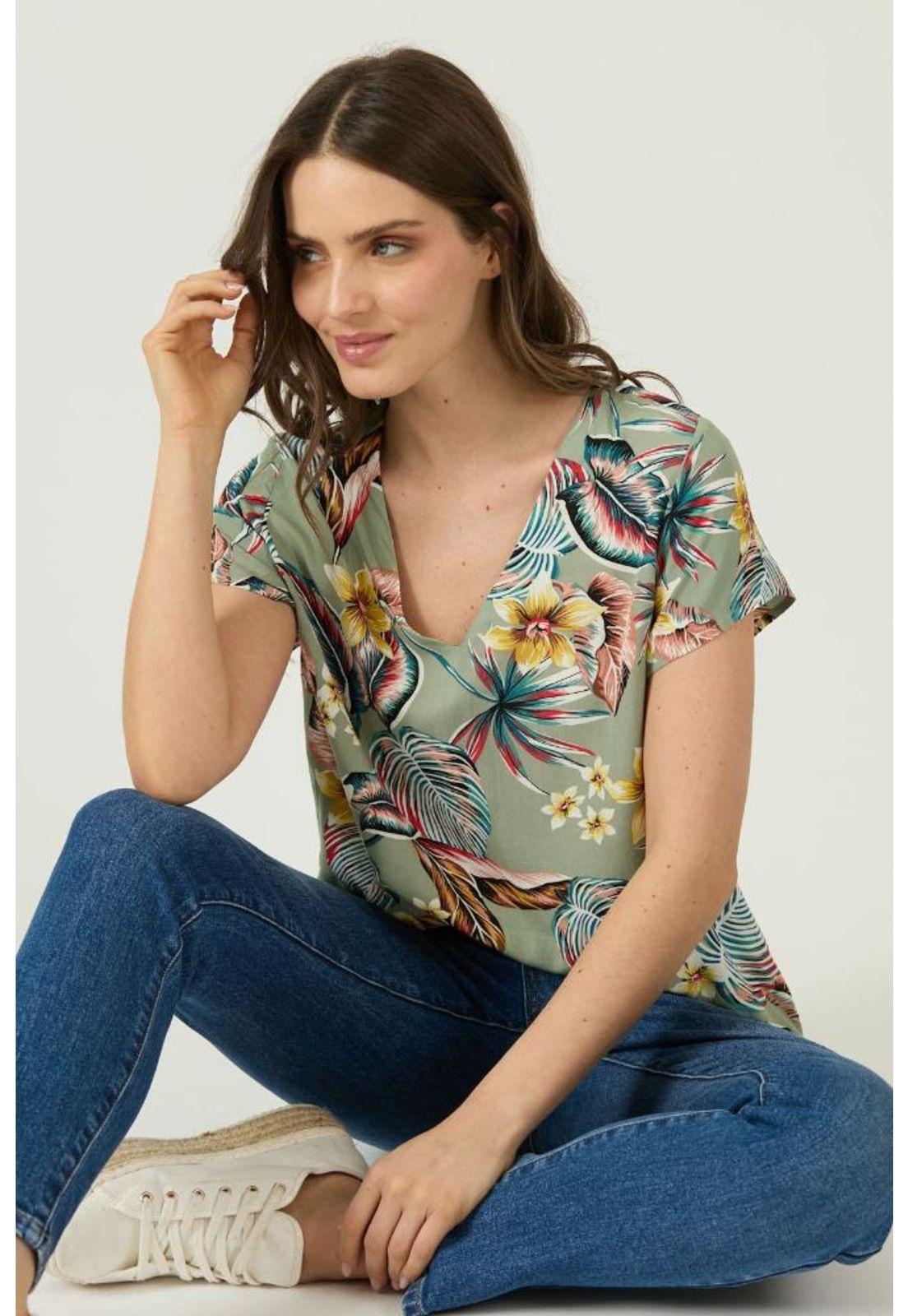 Blusa verde militar estampada PRIVILEGE 1607-0