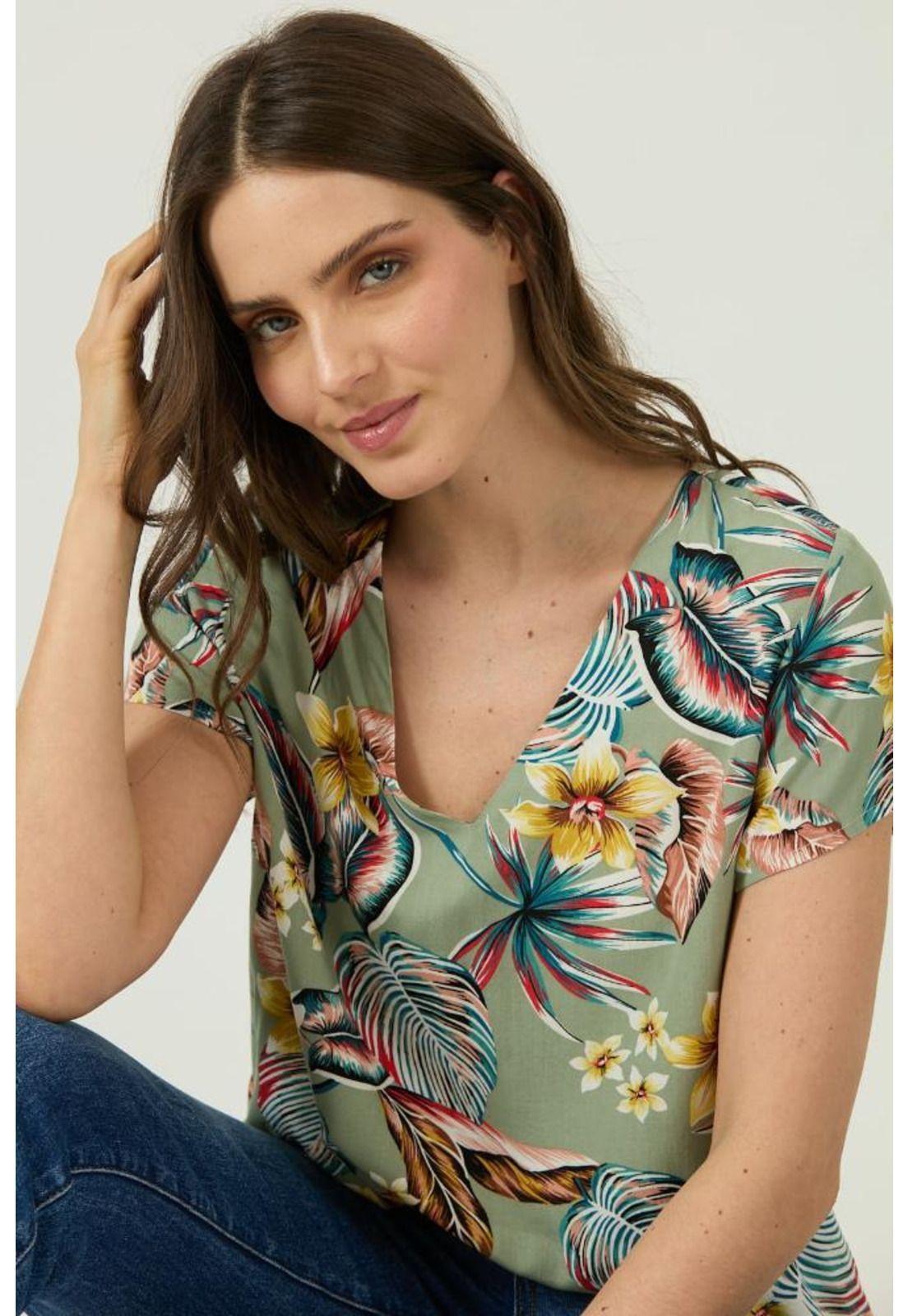 Blusa verde militar estampada PRIVILEGE 1607-4