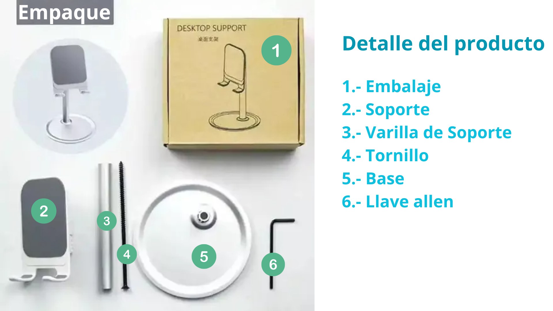 Soporte De Aluminio Para Escritorio Teléfono Y Tablet - negro-4