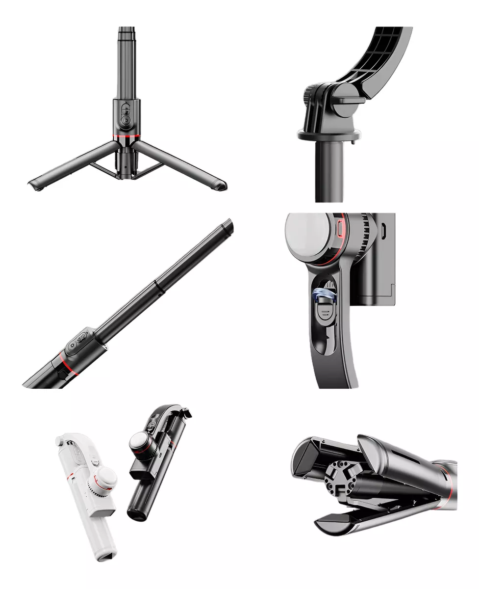 Gimbal Estabilizador Plegable L19s Luz, Rotación Bluetooth-3