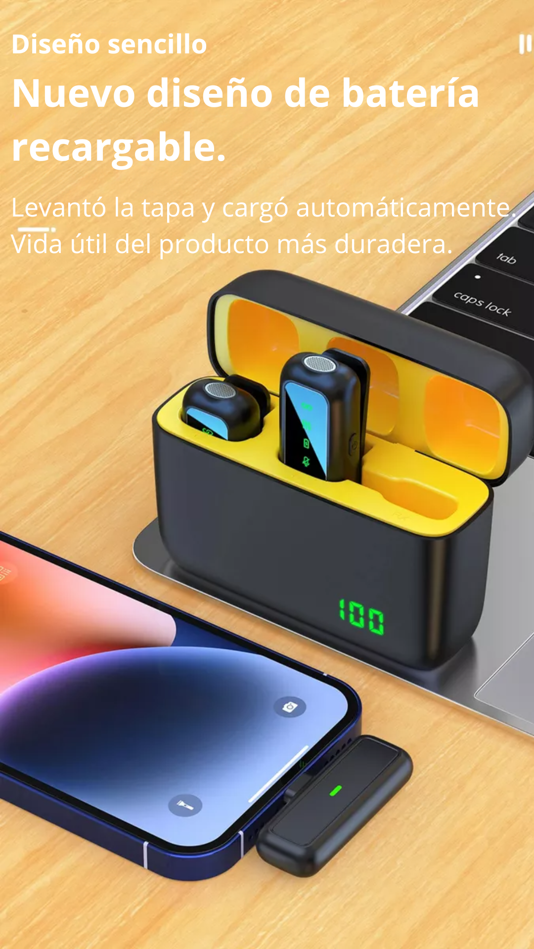 Kit De 2 Micrófonos Solapa Inalámbrico Para iPhone Sx6-3