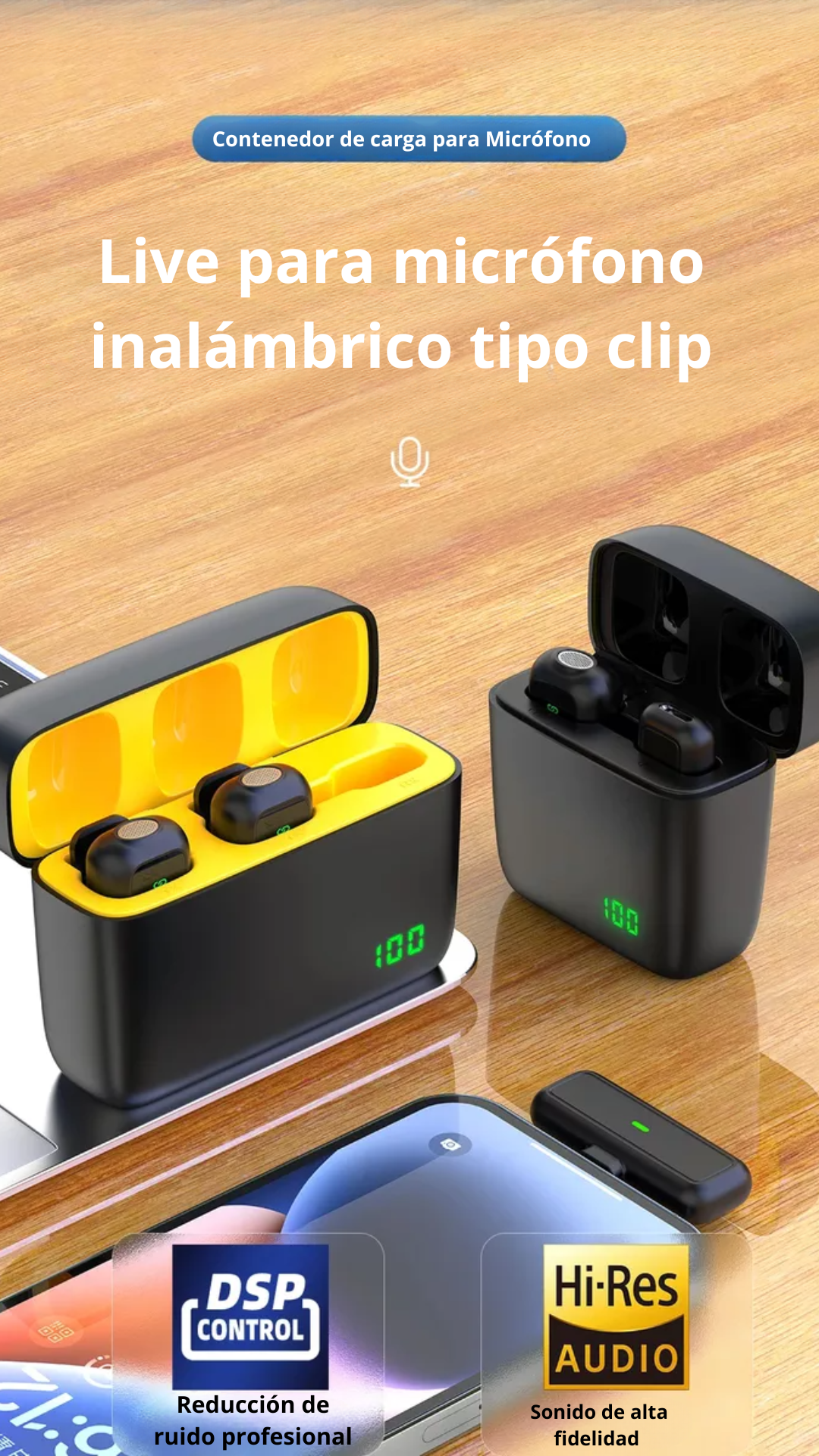 Kit De 2 Micrófonos Solapa Inalámbrico Para iPhone Sx6-4