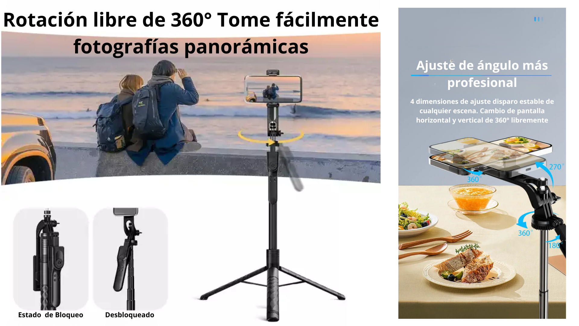 Palo Selfie Trípode Estabilizador 360° Con Bluetooth-2
