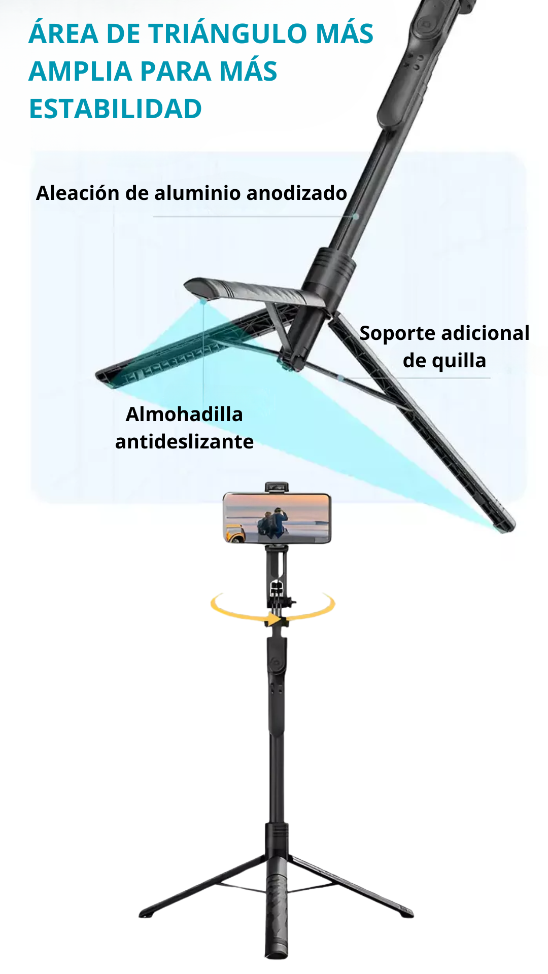 Palo Selfie Trípode Estabilizador 360° Con Bluetooth-4