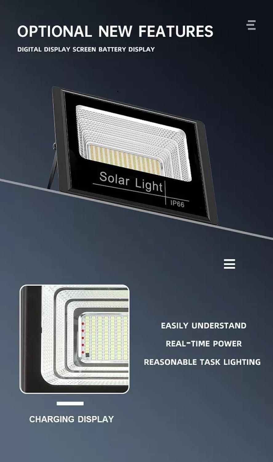 Lampara Foco Solar 300w + Panel Separado + Control Remoto Negro Blanco Frío-3