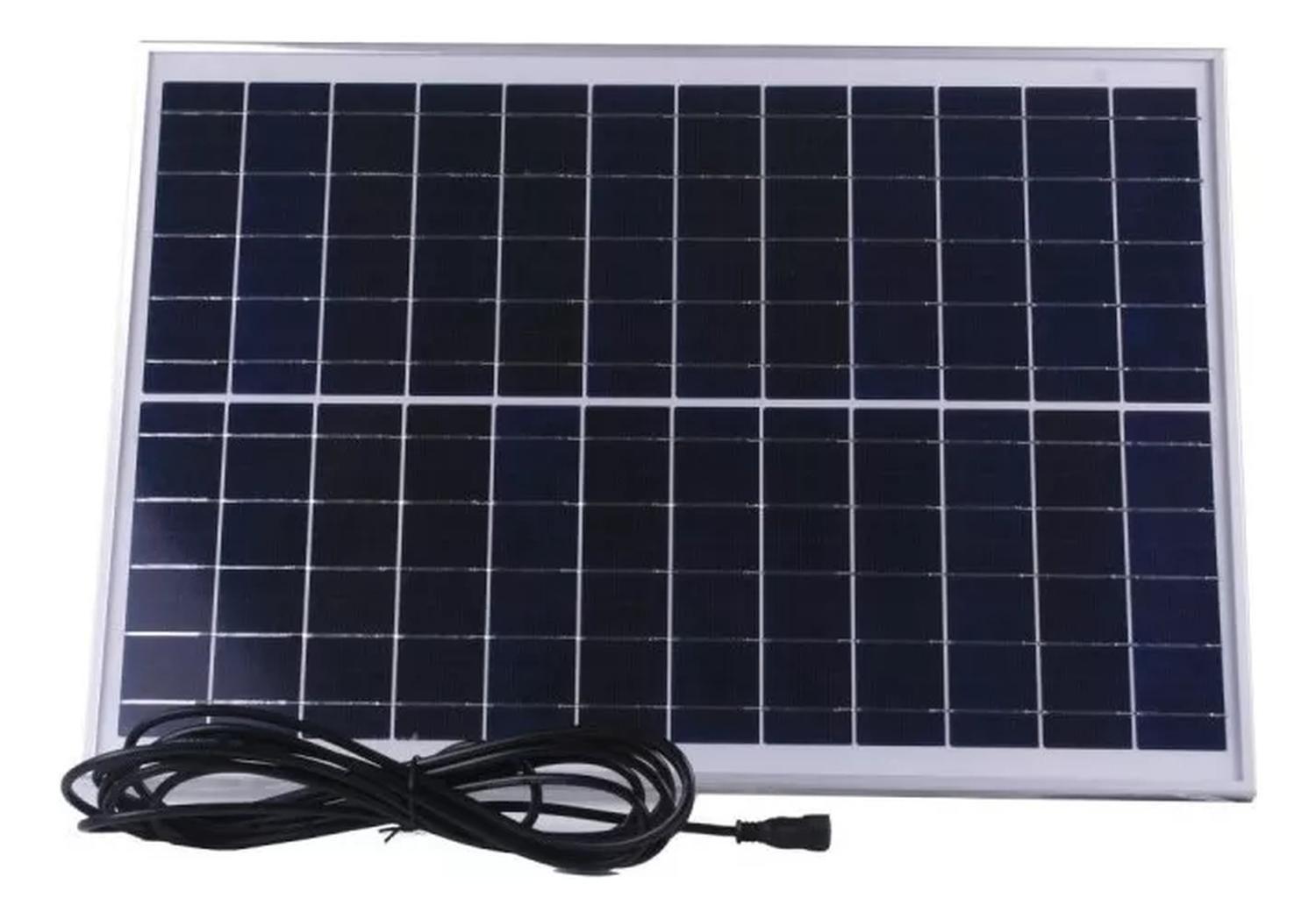 Lampara Foco Solar 300w + Panel Separado + Control Remoto Negro Blanco Frío-6