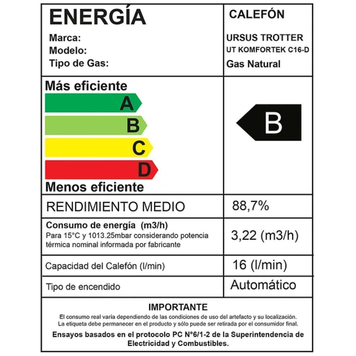 Calefont 16L Gas Natural Ursus Trotter C16D Tiro Natural-3