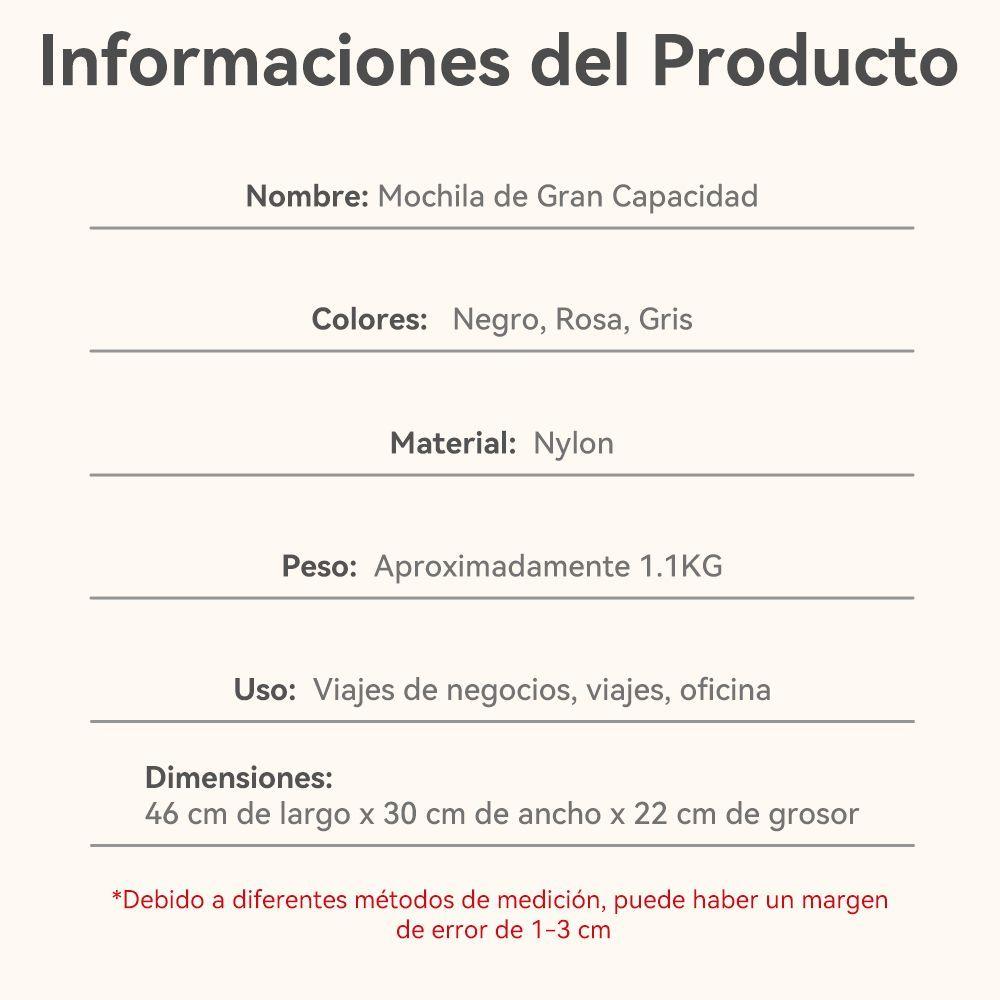 Mochila De Viaje Gran Capacidad Multifuncional Con Puerto USB-1
