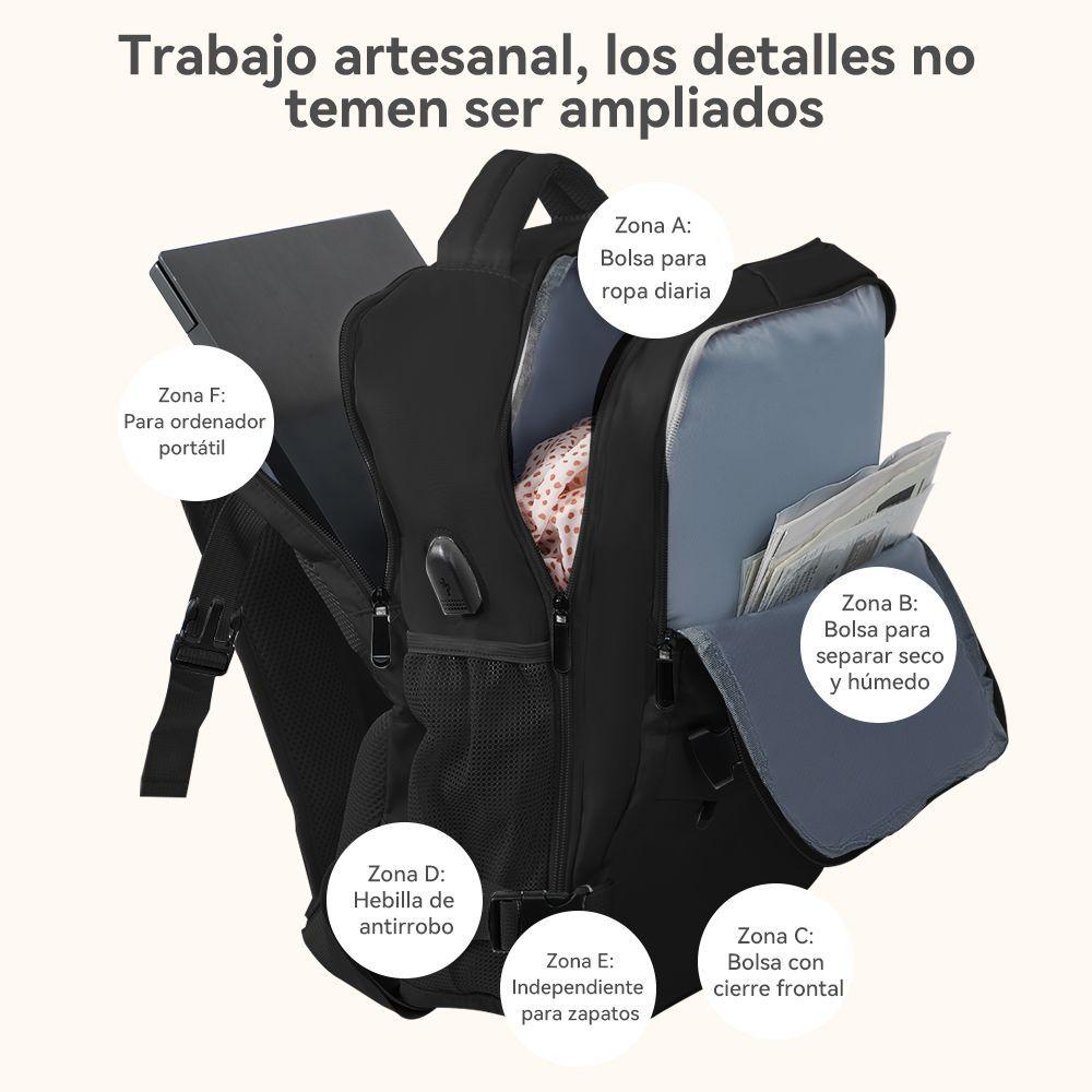 Mochila De Viaje Gran Capacidad Multifuncional Con Puerto USB-2