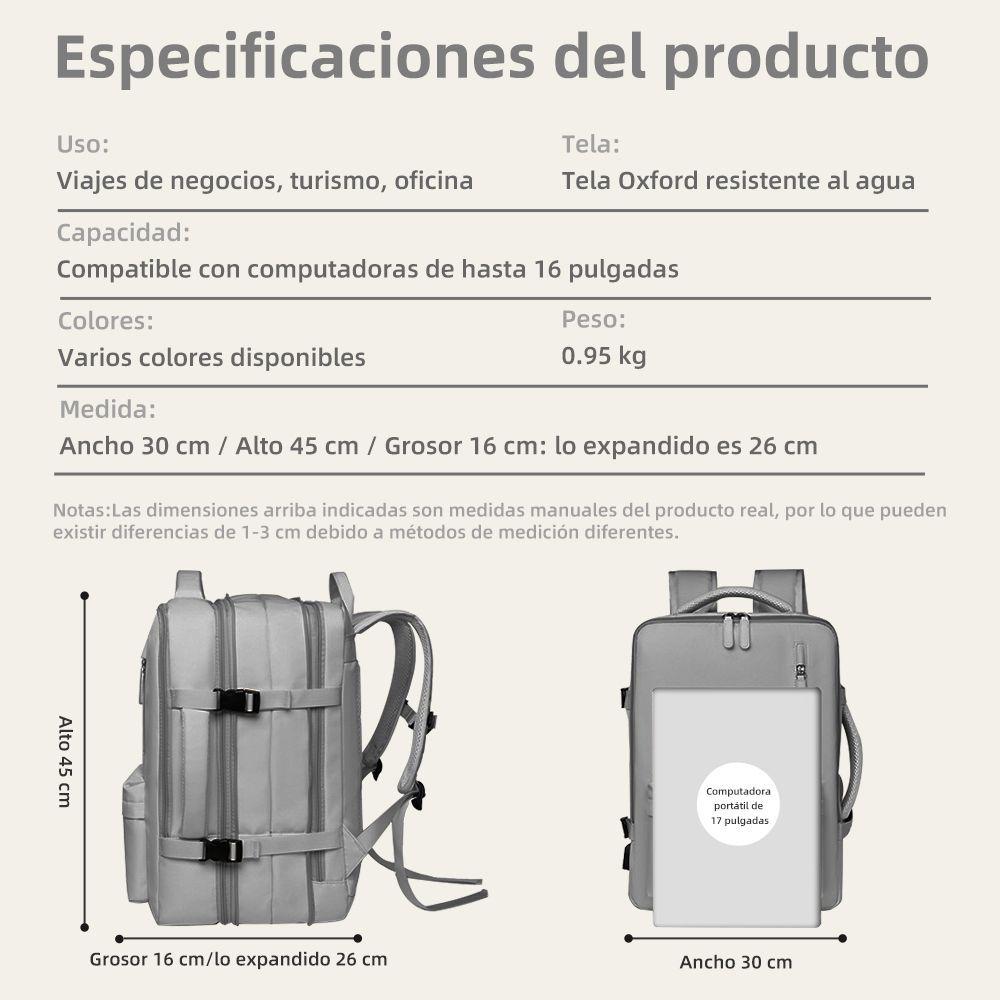 Mochila De Viaje Gran Capacidad Multifuncional Con Puerto USB-1