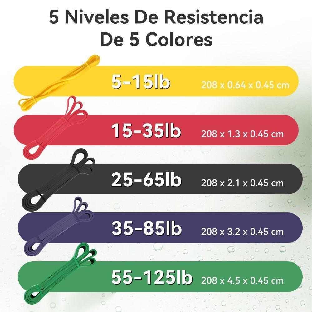 Kit de 5 Bandas Elasticas de Resistencia para Entrenamiento-1