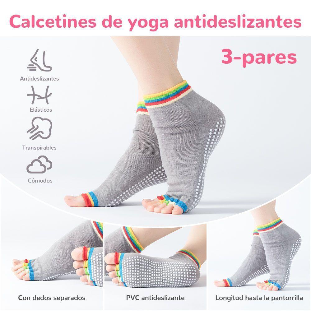 3 Pares de Calcetines Antideslizantes Yoga Con Dedos Multicolores-2