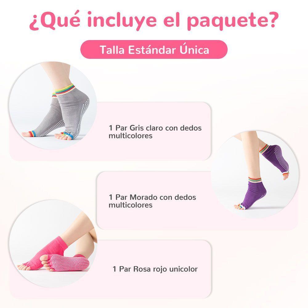 3 Pares de Calcetines Antideslizantes Yoga Con Dedos Multicolores-3