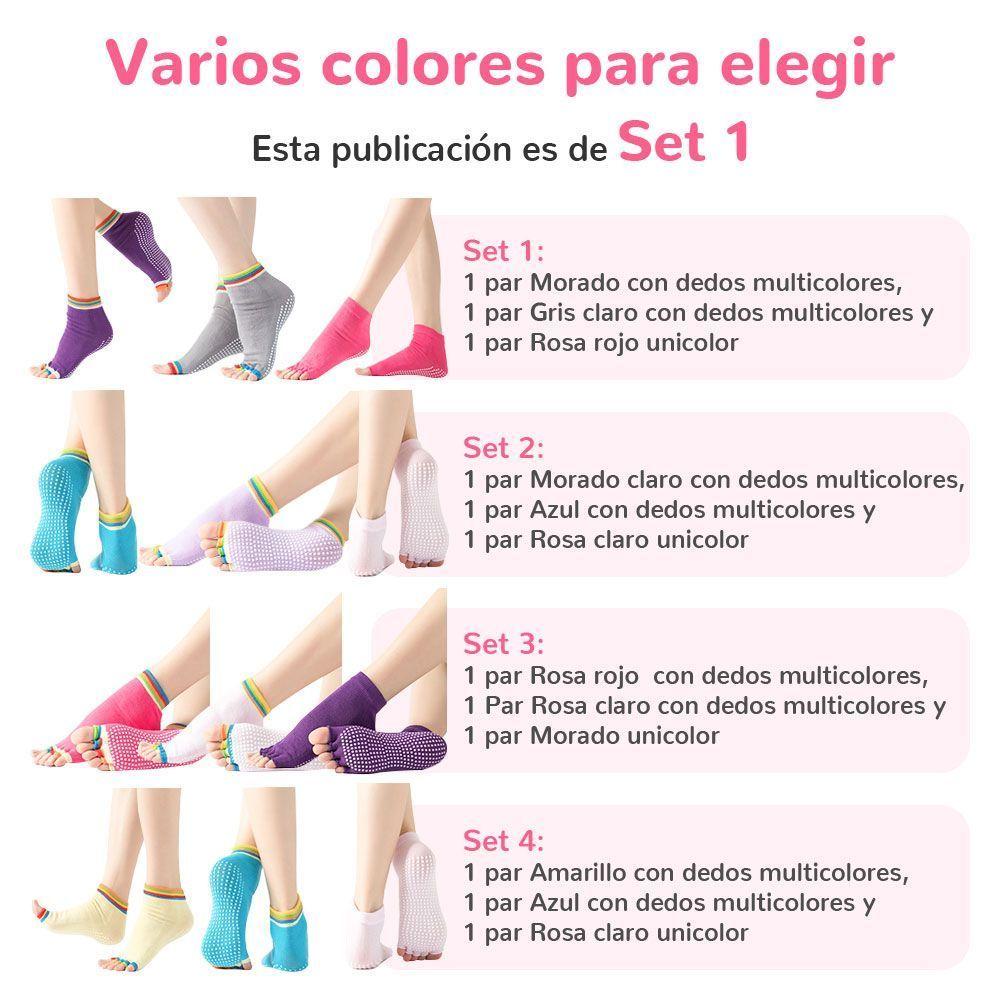 3 Pares de Calcetines Antideslizantes Yoga Con Dedos Multicolores-4