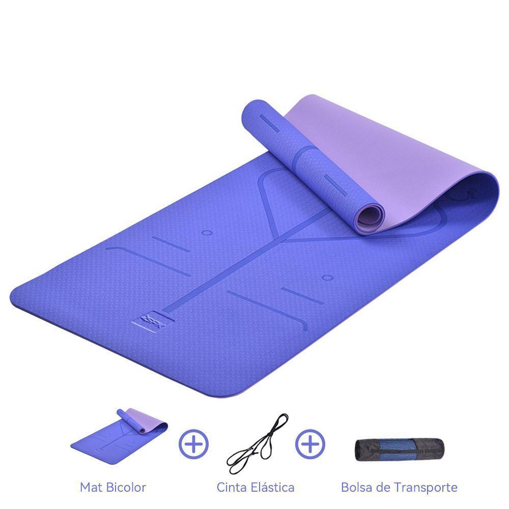 Mat Yoga Con Doble Color Colchoneta Bolsa Cinta Portatil-0