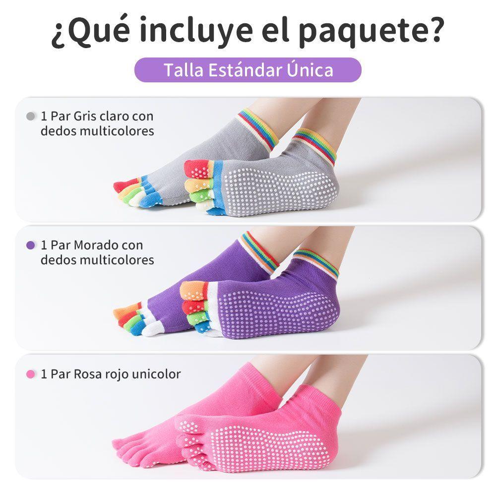 3 Pares De Calcetines Antideslizantes Con Dedos Multicolores-3