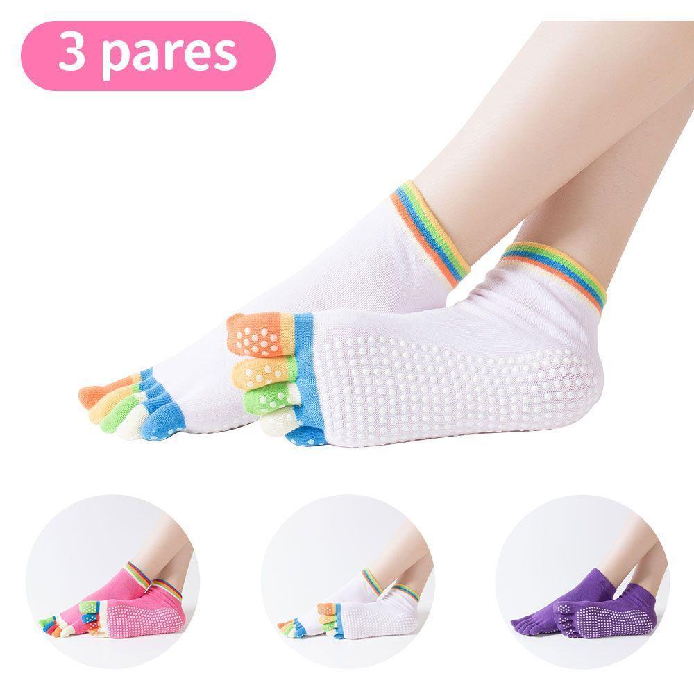 3 Pares De Calcetines Antideslizantes Con Dedos Multicolores-0