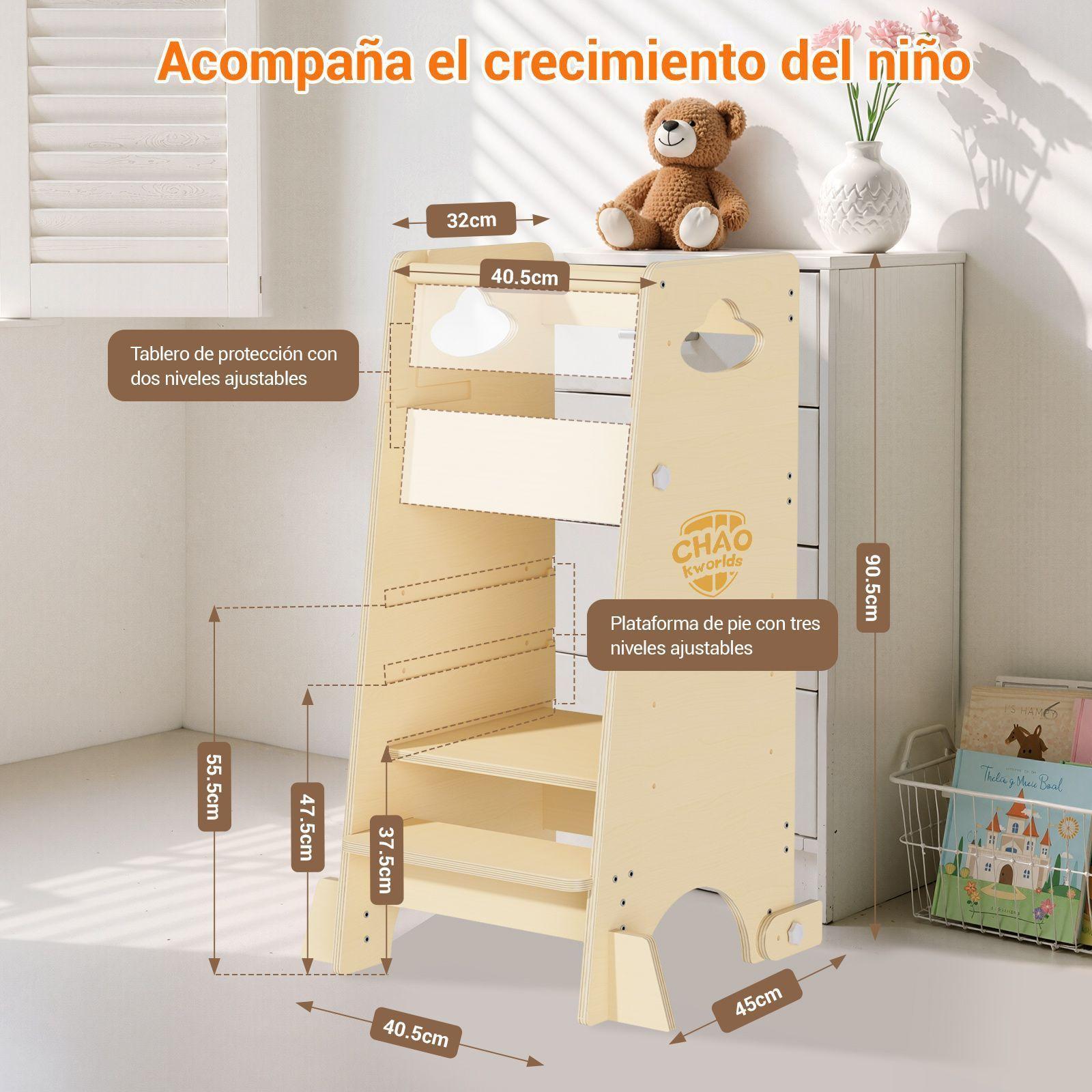 Torre de Aprendizaje Montessori Madera Natural para Nino-1