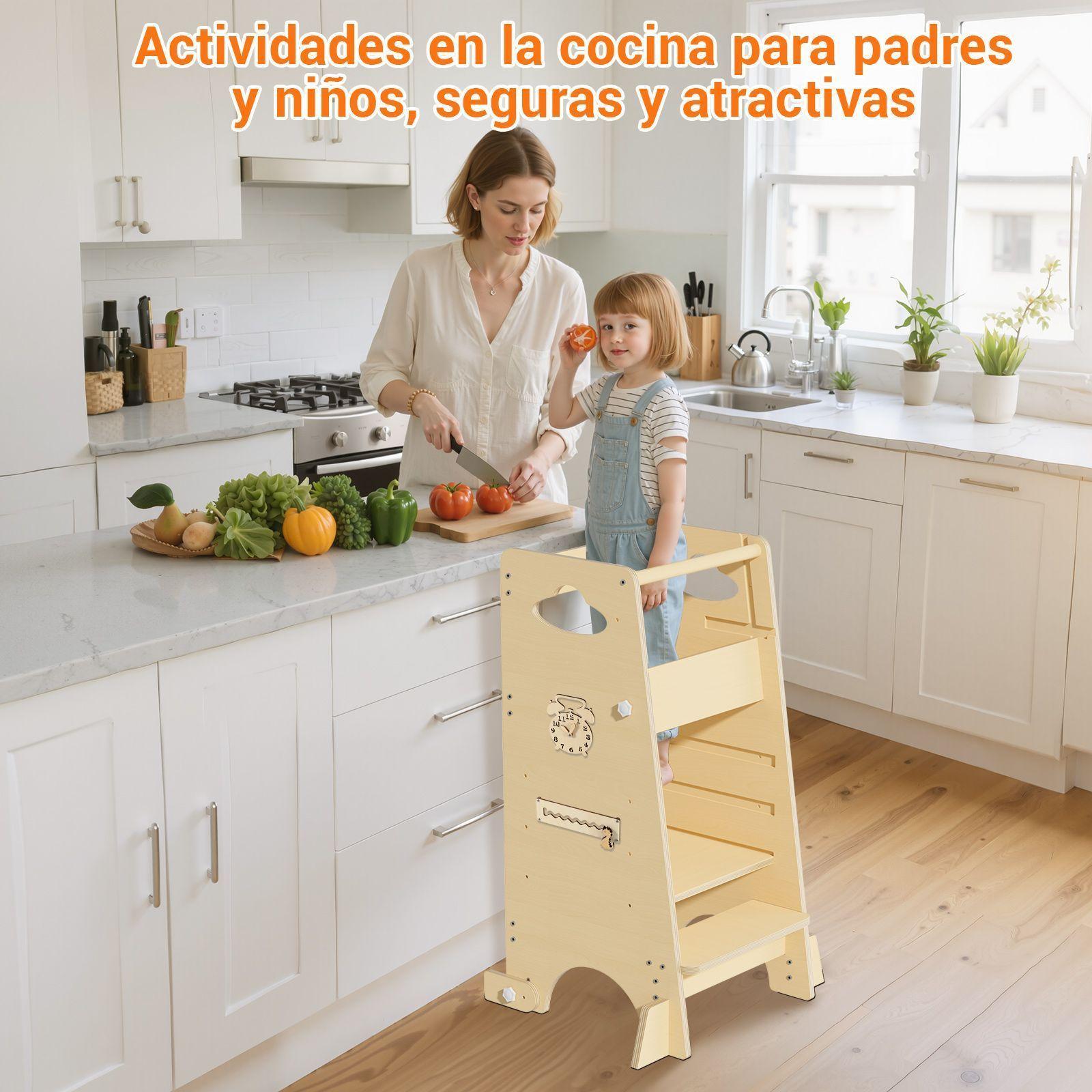 Torre de Aprendizaje Montessori Madera Natural para Nino-4