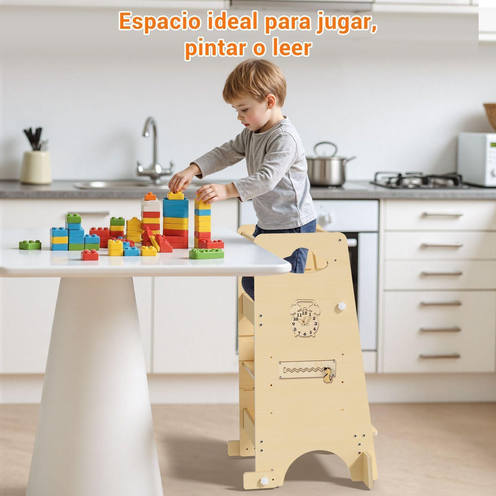 Torre de Aprendizaje Montessori Madera Natural para Nino-6