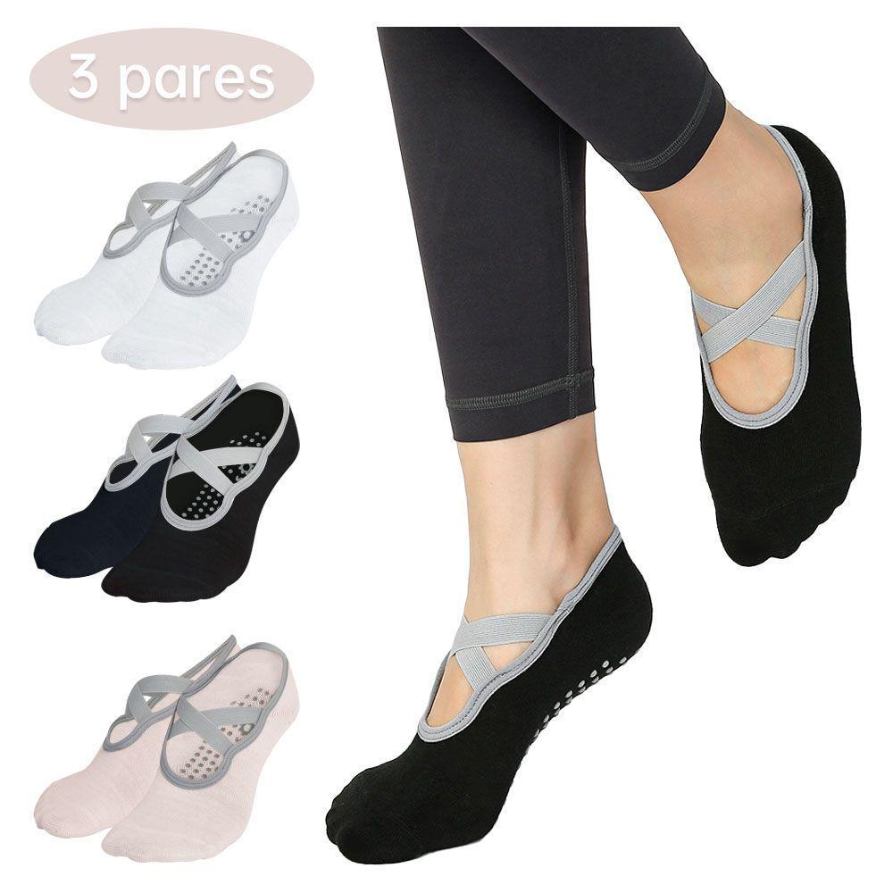 Calcetines Antideslizantes Yoga Pilate Set 3 Pares Tranpirables-0