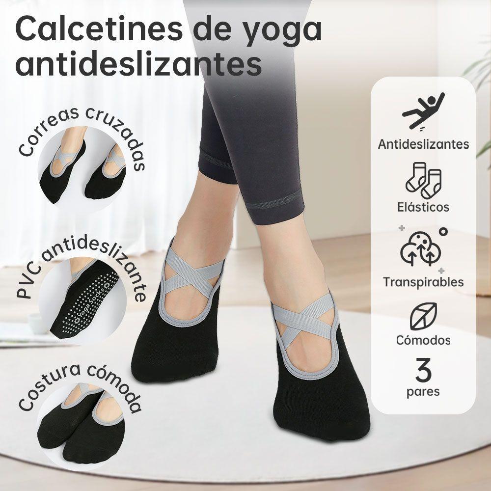 Calcetines Antideslizantes Yoga Pilate Set 3 Pares Tranpirables-2
