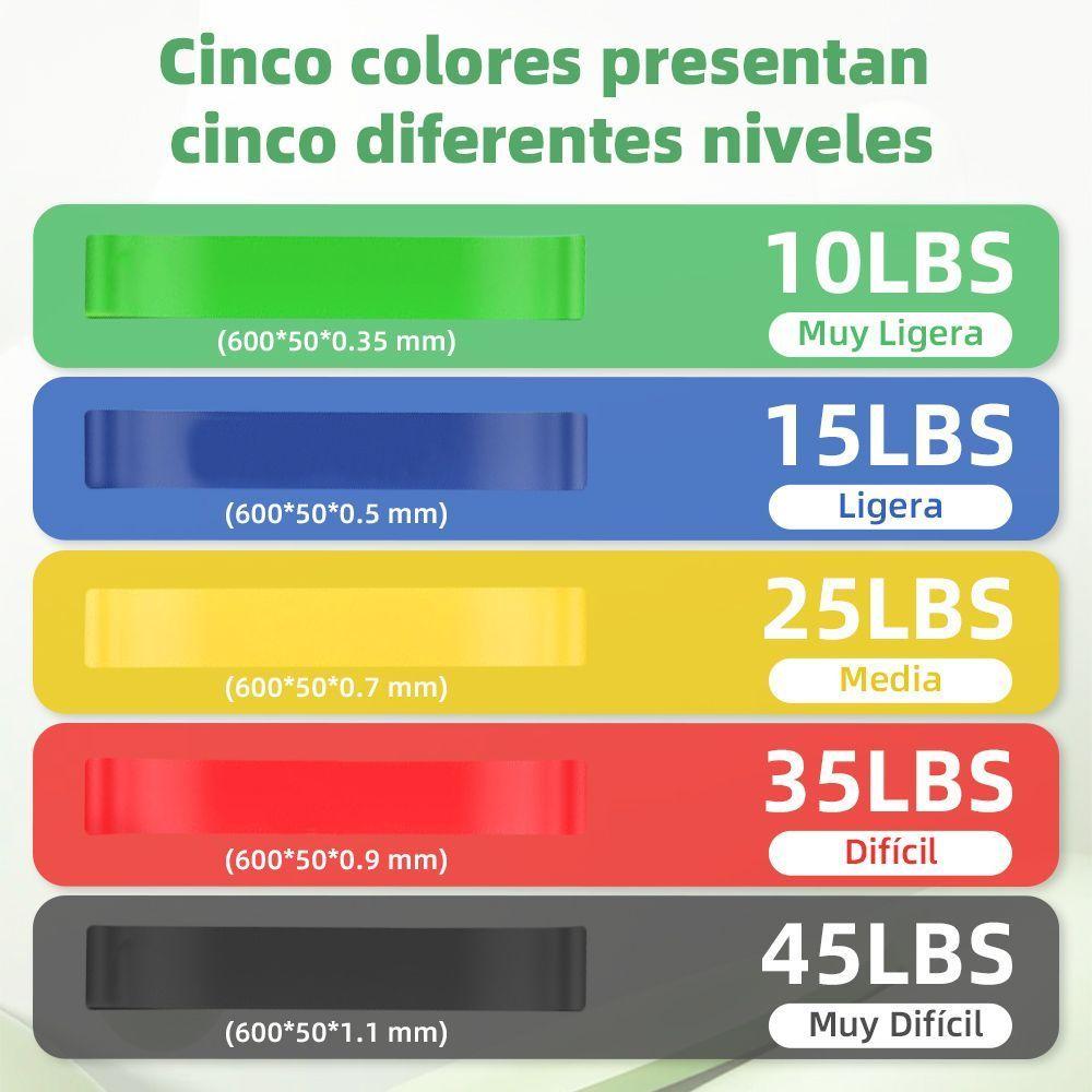 Bandas Elasticas Resistentes de Entrenamiento Ejercicio Yoga Pitales 5pcs-1